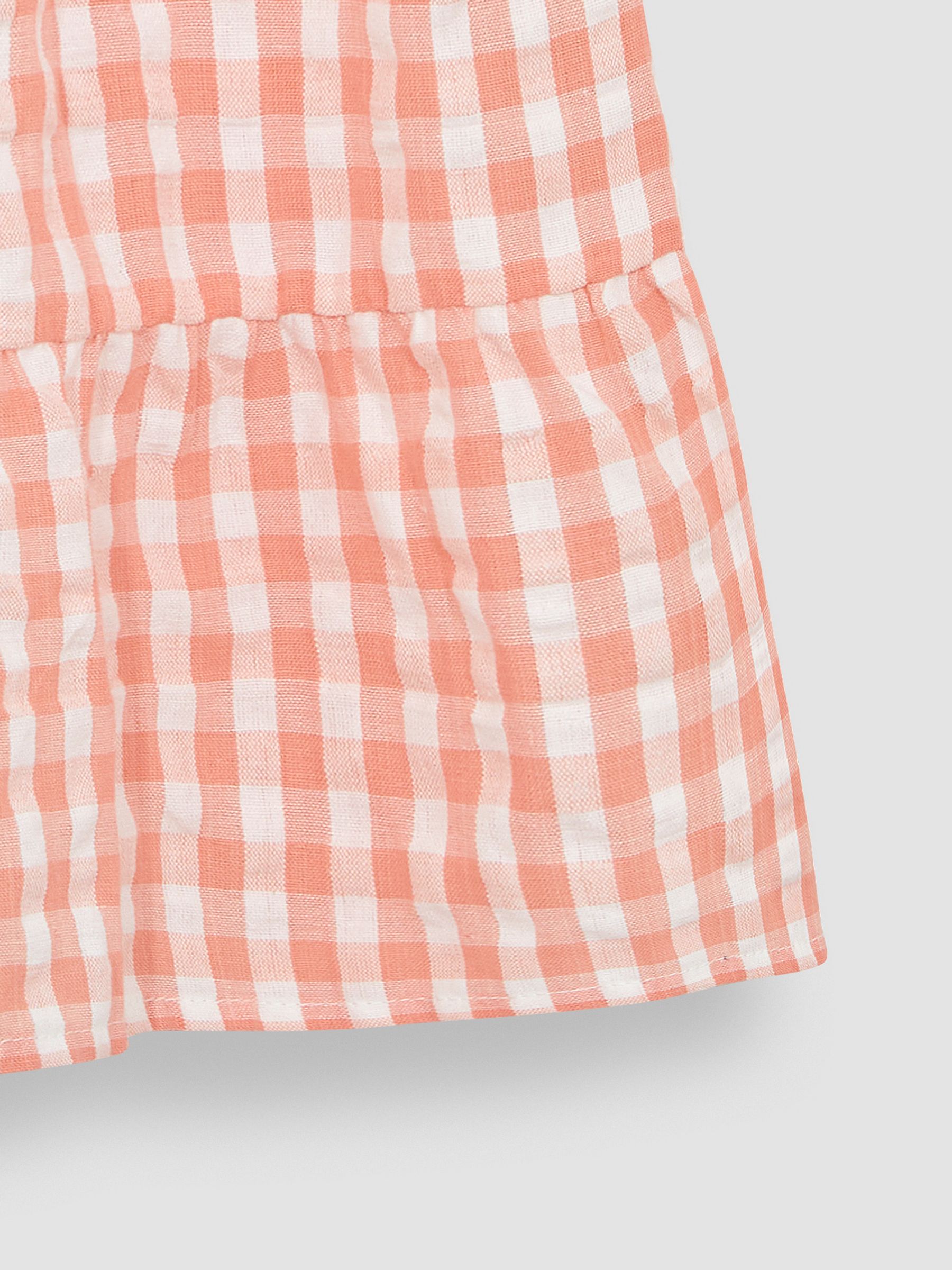 Orange Gingham Frill Shoulder Tiered Dress - Image 3 of 3