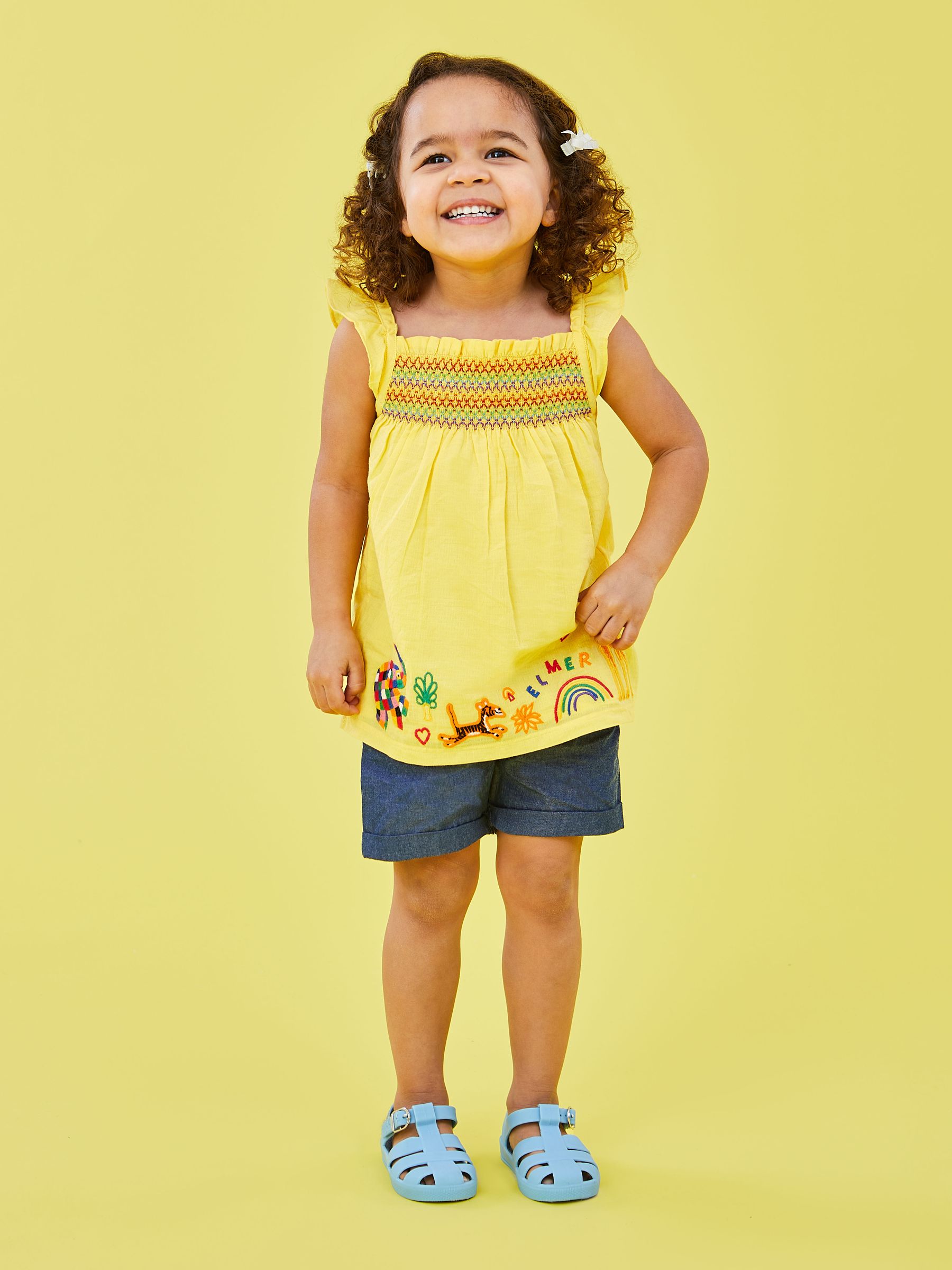 2-Piece Elmer Embroidered Top & Shorts Set in Yellow - Image 1 of 5