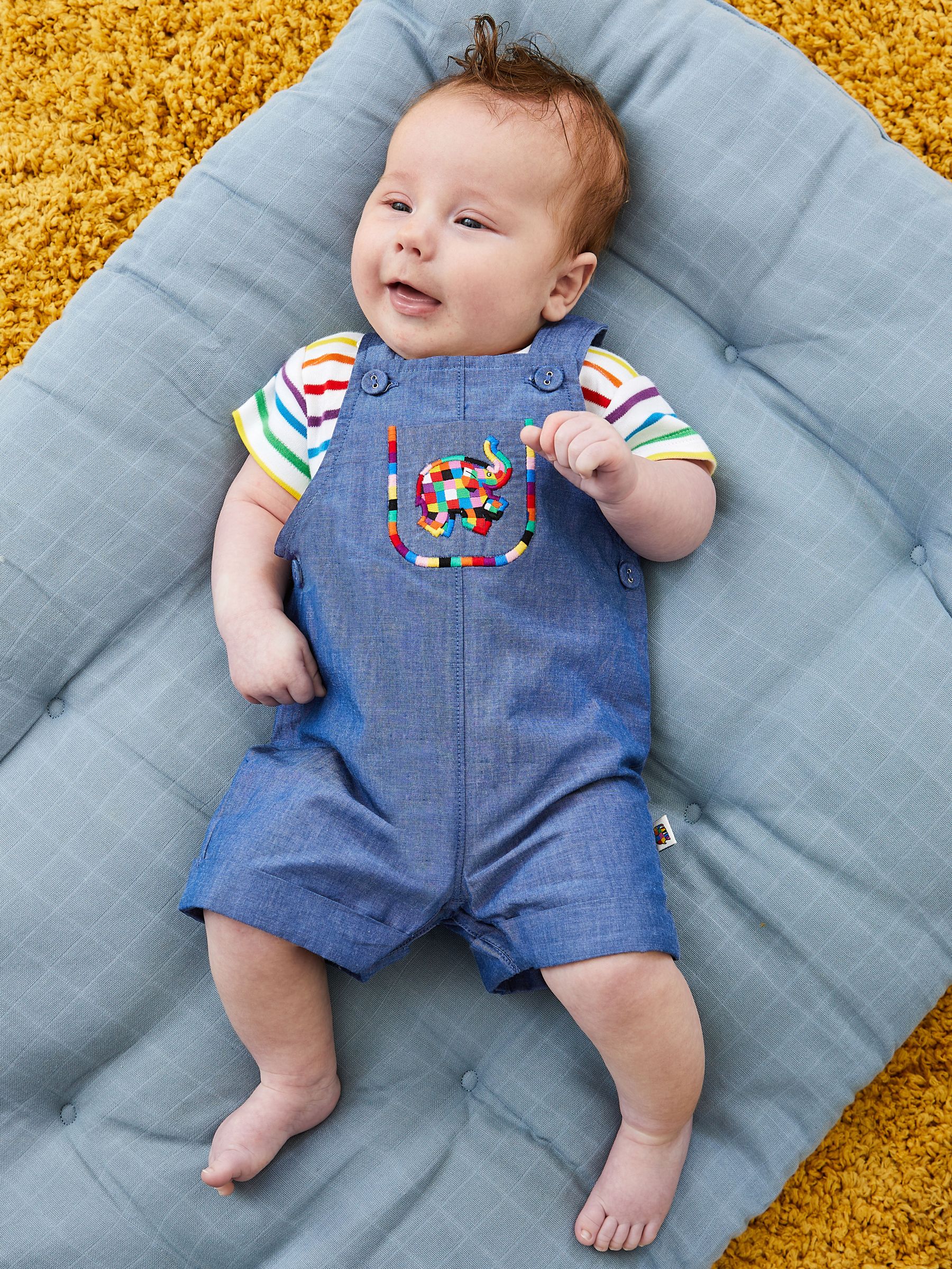 2-Piece Elmer Embroidered Dungarees & T-Shirt Set in Chambray - Image 1 of 5