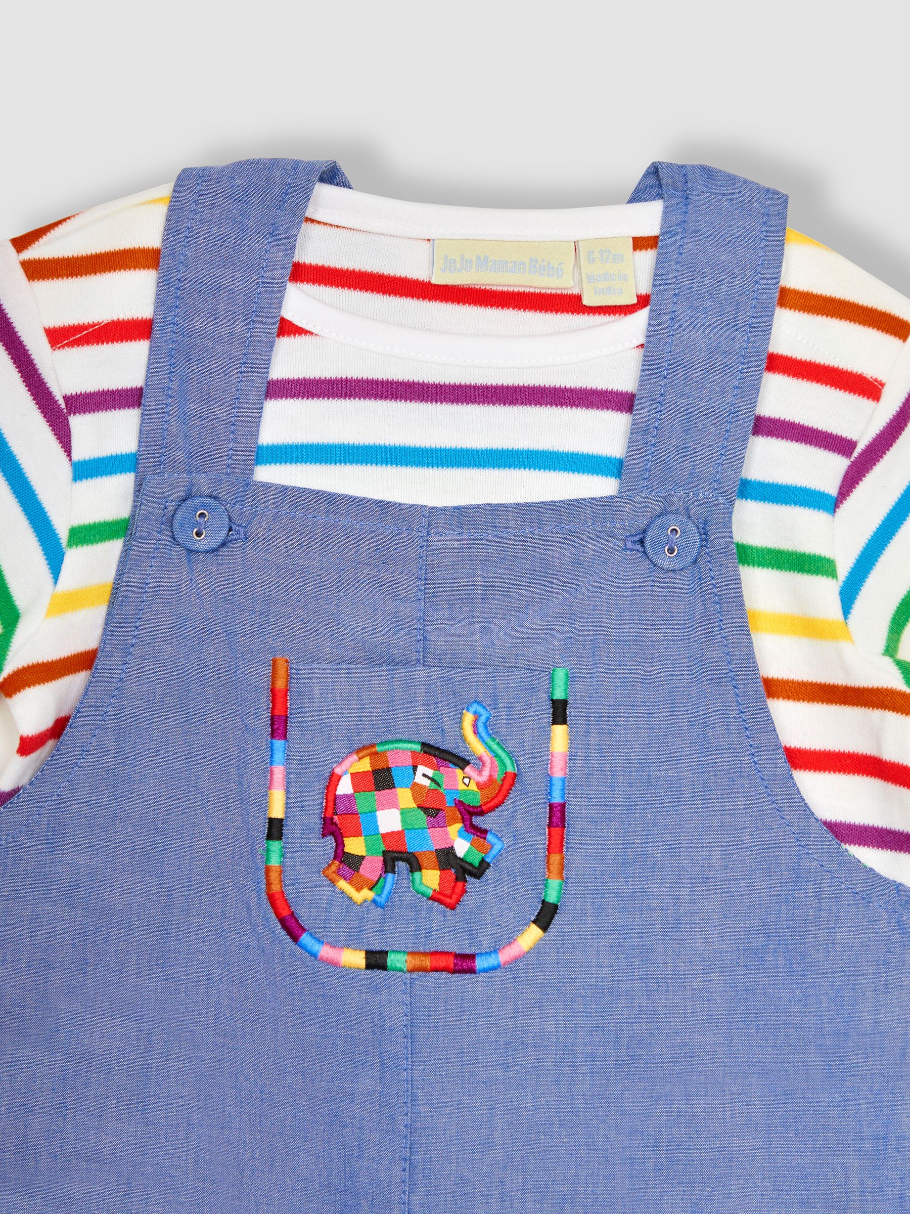 2-Piece Elmer Embroidered Dungarees & T-Shirt Set in Chambray - Image 5 of 5