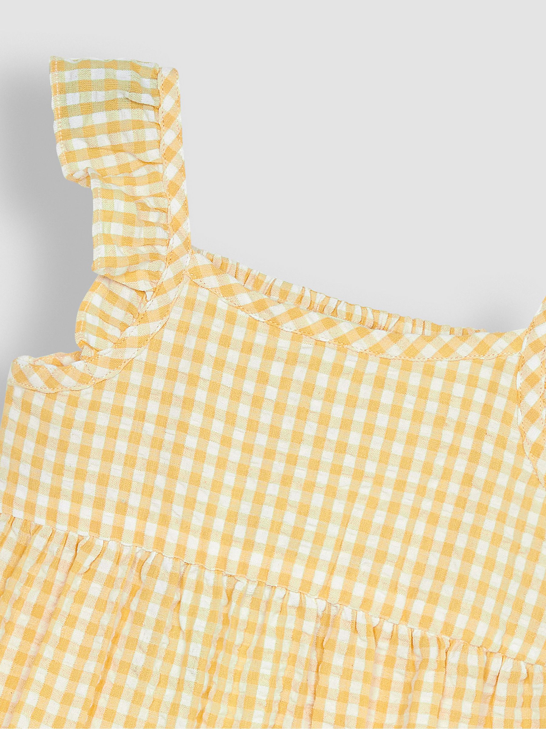 Yellow Gingham Frill Shoulder Tiered Dress - Image 3 of 3