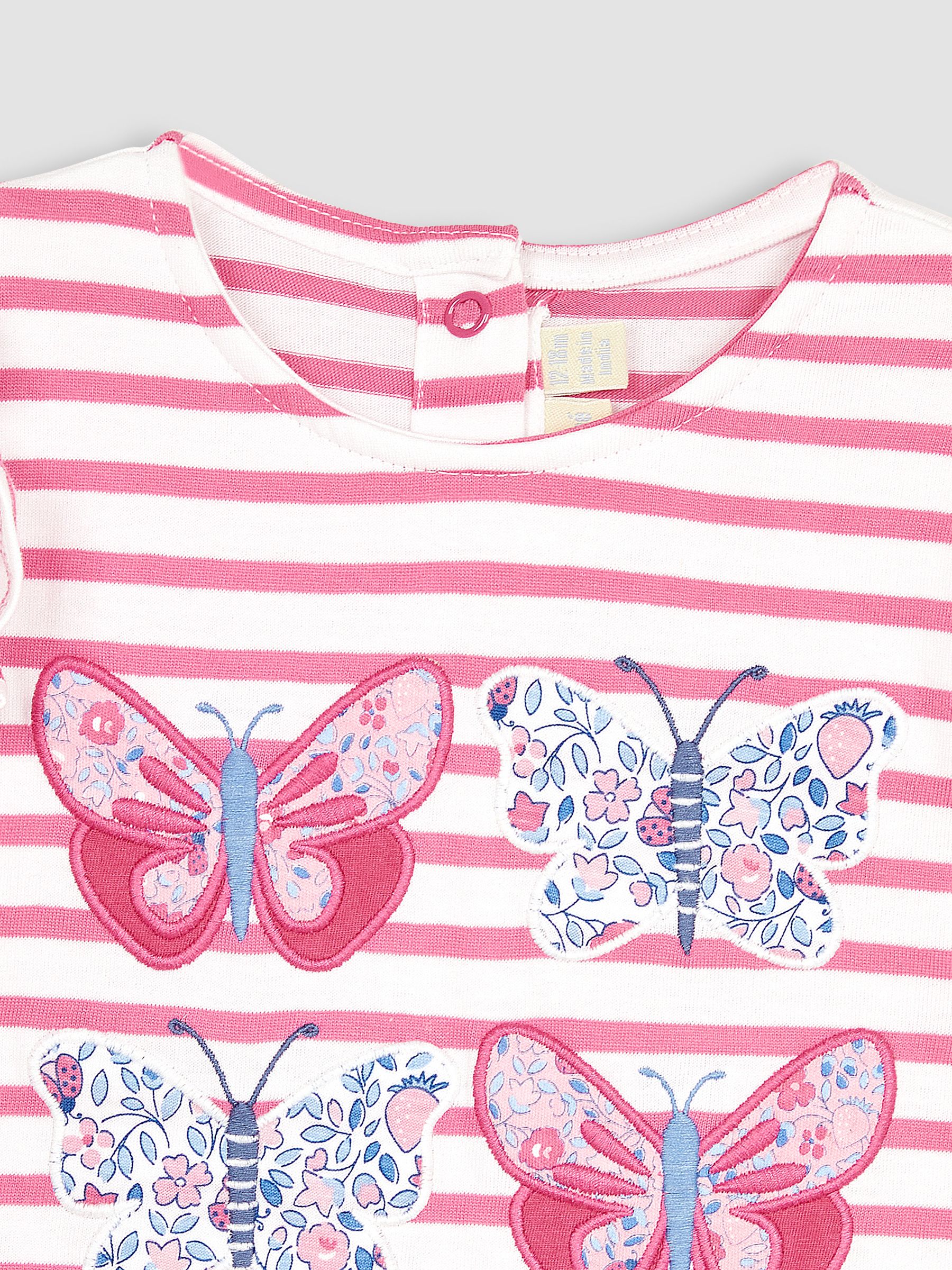 Pink Butterfly Appliqué Frill Sleeve T-Shirt - Image 2 of 3