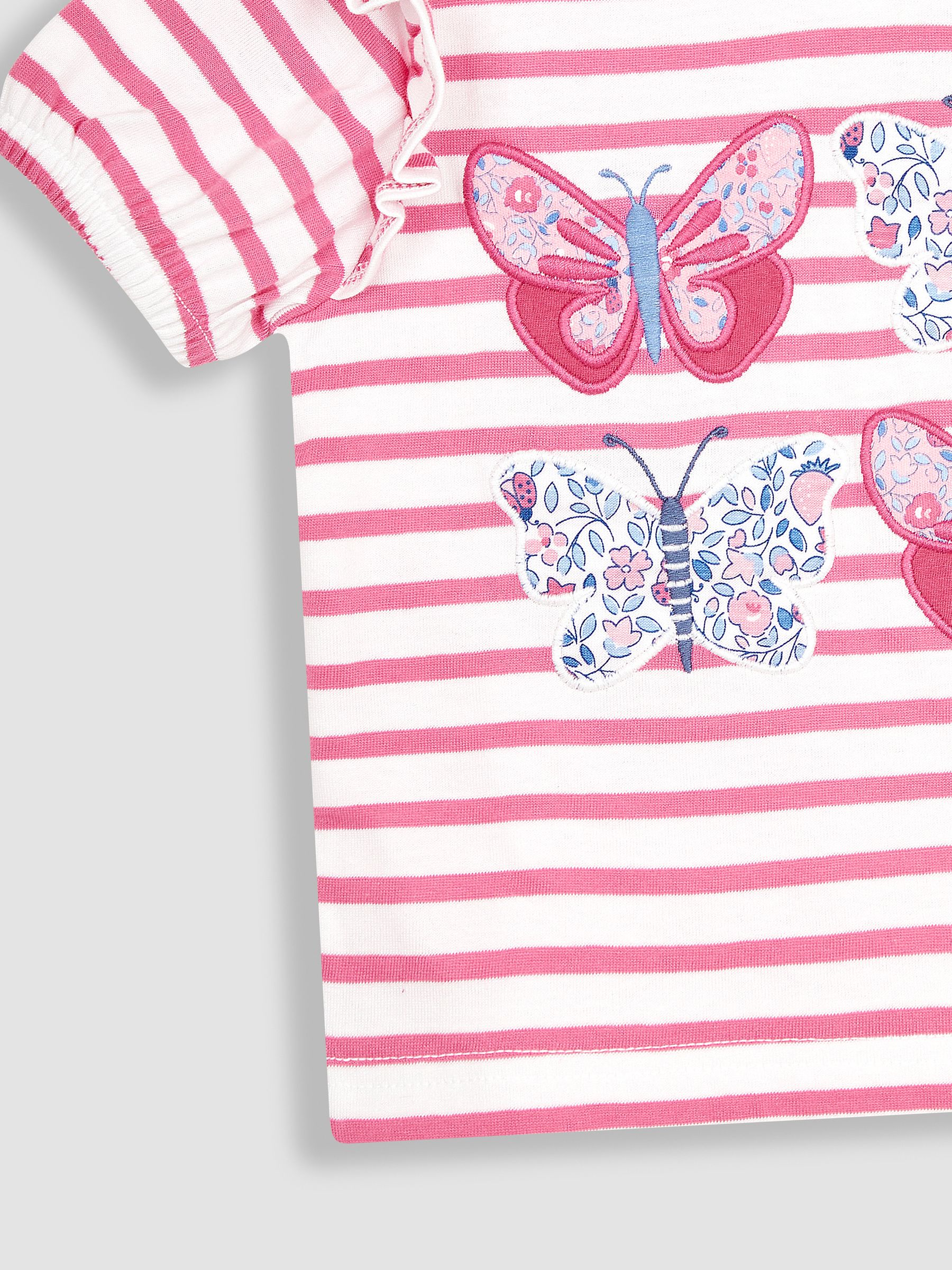 Pink Butterfly Appliqué Frill Sleeve T-Shirt - Image 3 of 3