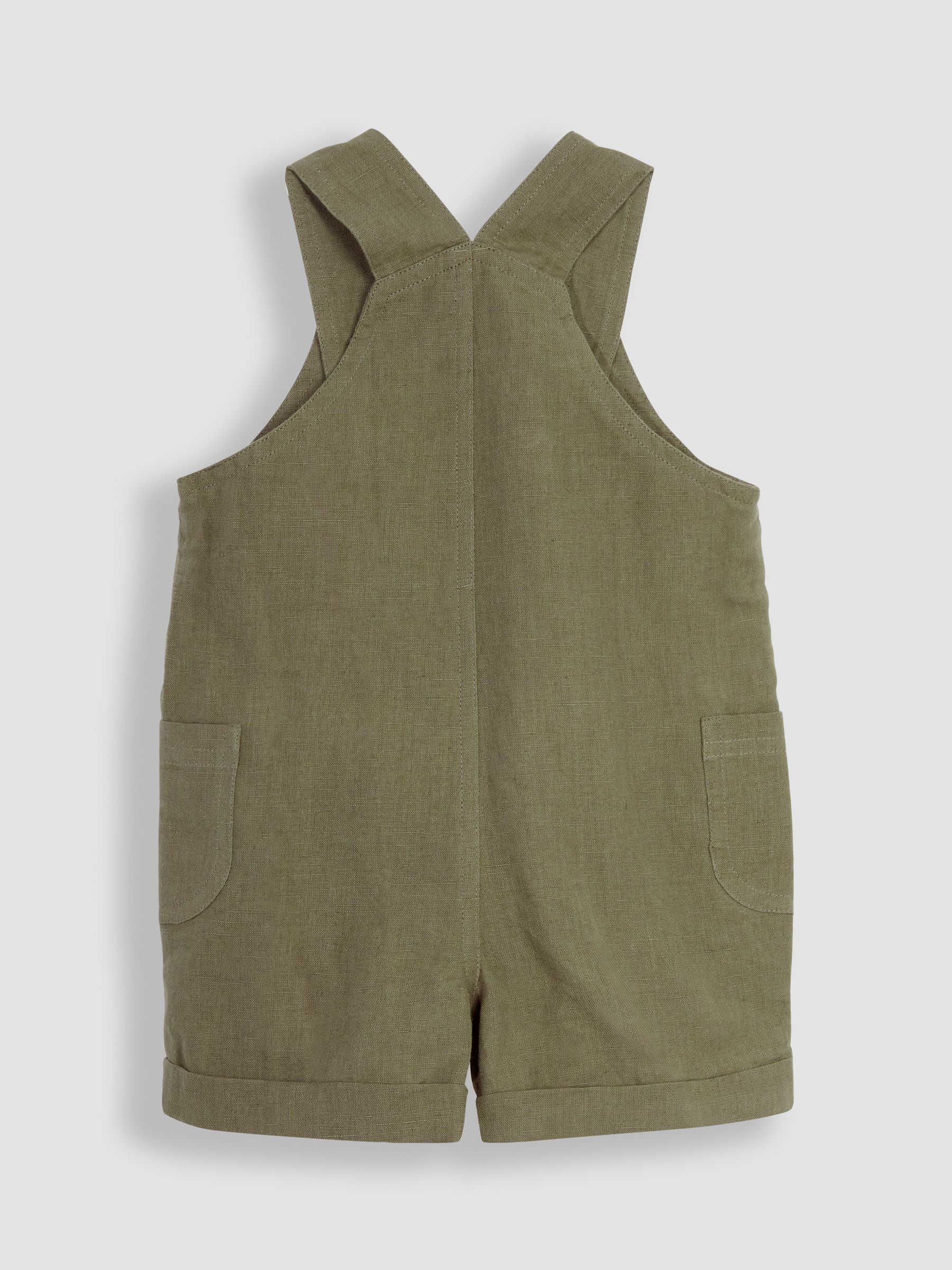 Khaki Green Cotton Linen Dungarees & T-Shirt Set - Image 4 of 5