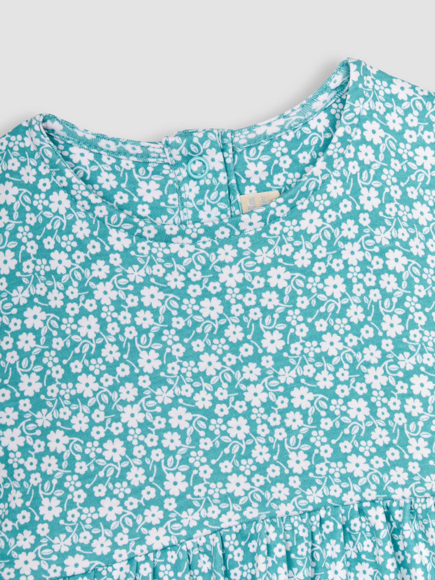 Duck Egg Blue Ditsy Floral Puff Sleeve Jersey Dress - Image 2 of 3