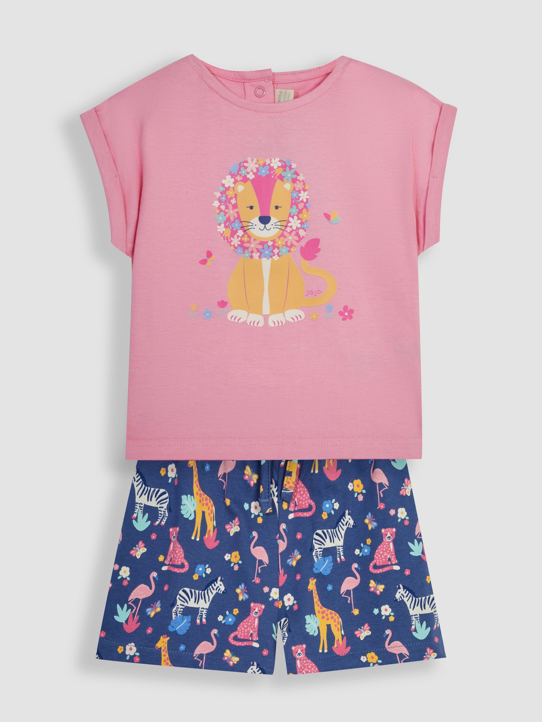 Pink 2-Piece Lion T-Shirt & Safari Animals Pretty Shorts Set - Image 1 of 1