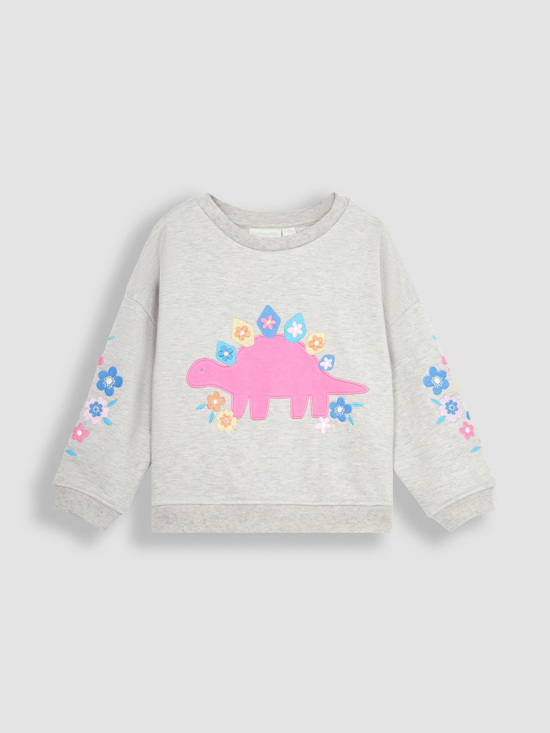 Fuchsia 2-Piece Dino Appliqué Sweatshirt & Joggers Set - Image 3 of 6