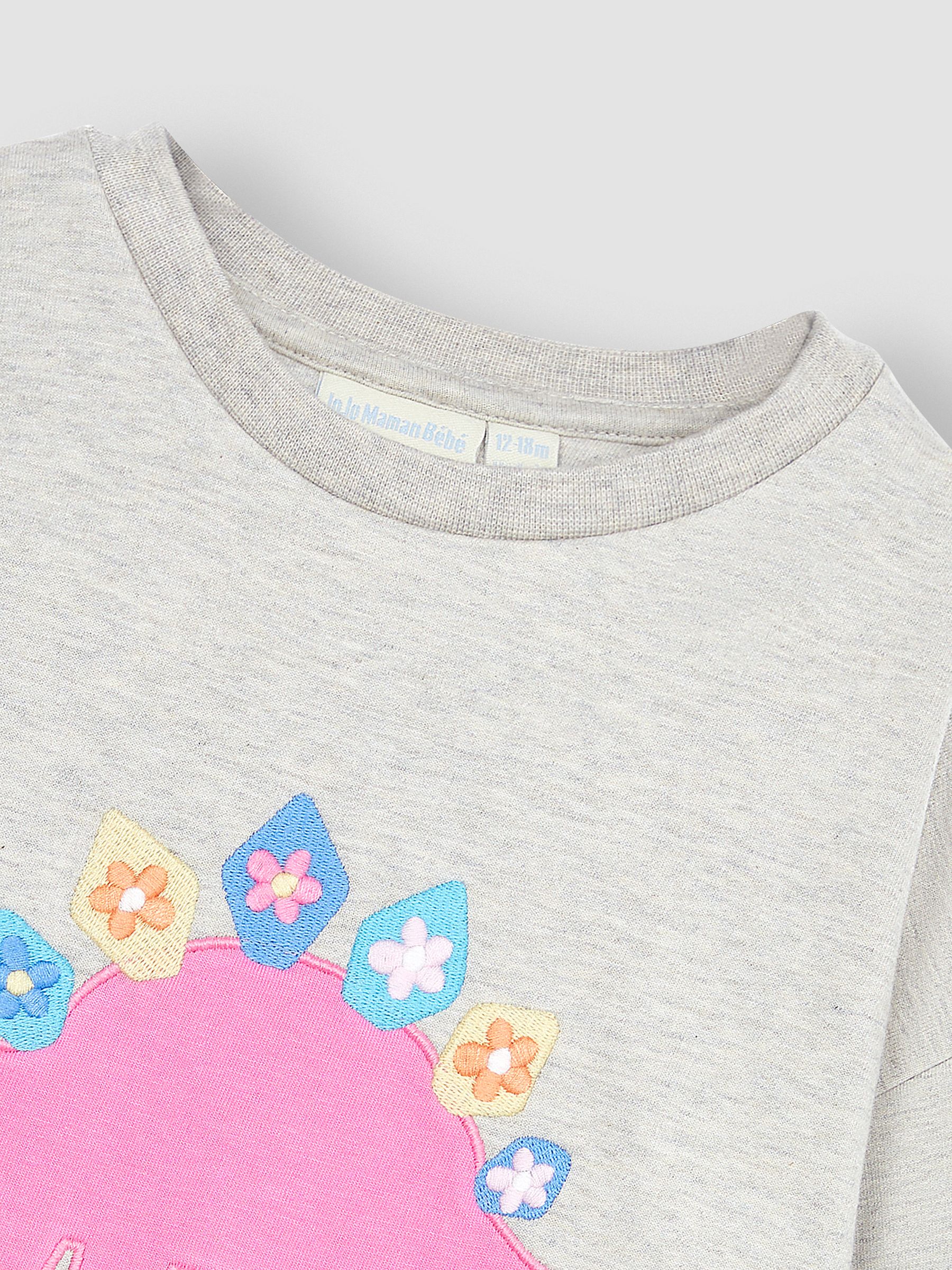 Fuchsia 2-Piece Dino Appliqué Sweatshirt & Joggers Set - Image 4 of 6