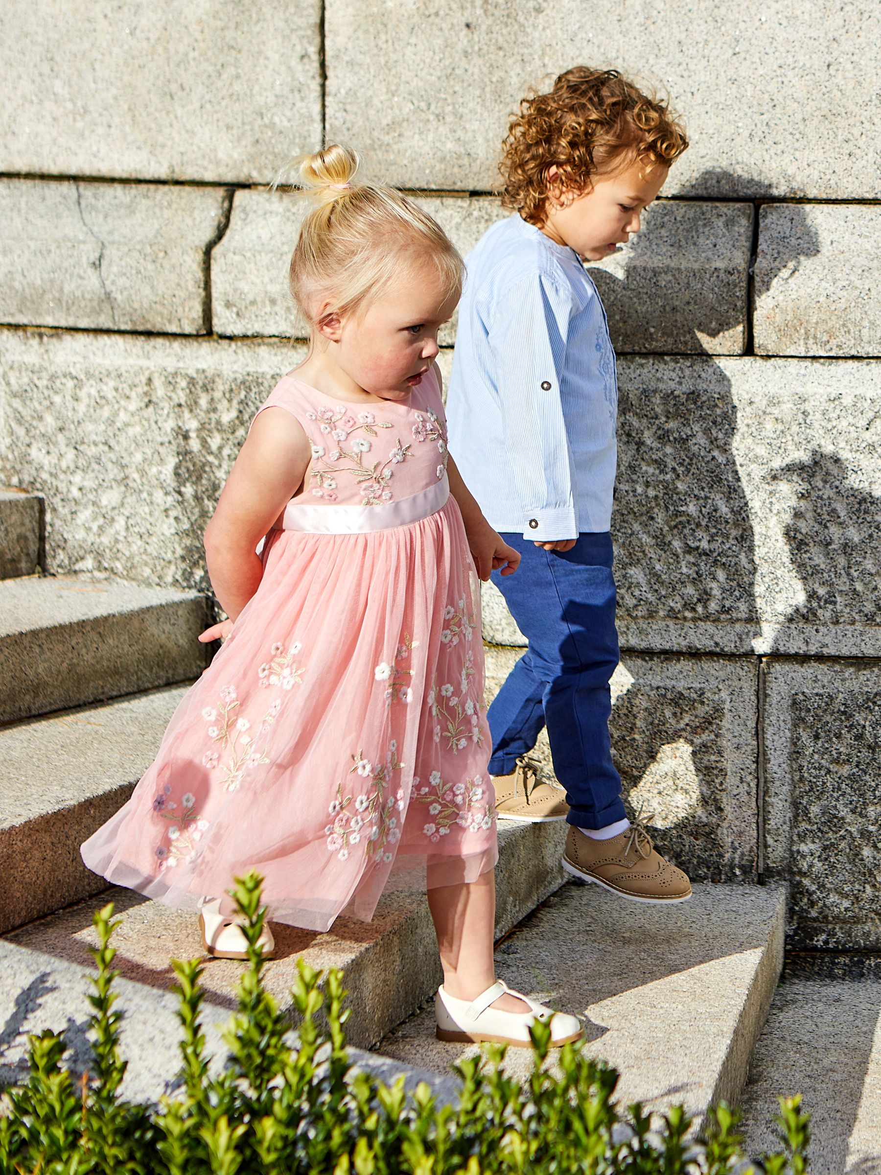 Blue 2-Piece Embroidered Grandad Shirt & Trousers Set - Image 8 of 8
