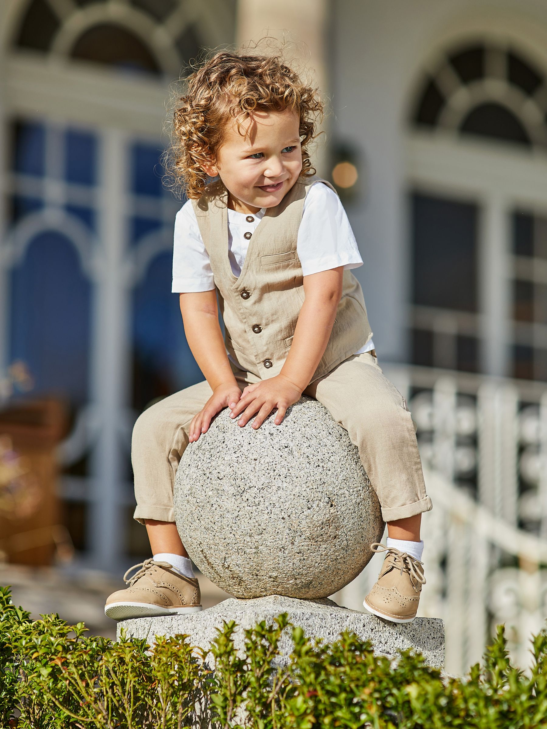 Natural 3-Piece Waistcoat, Shirt & Trousers Set - Image 1 of 7