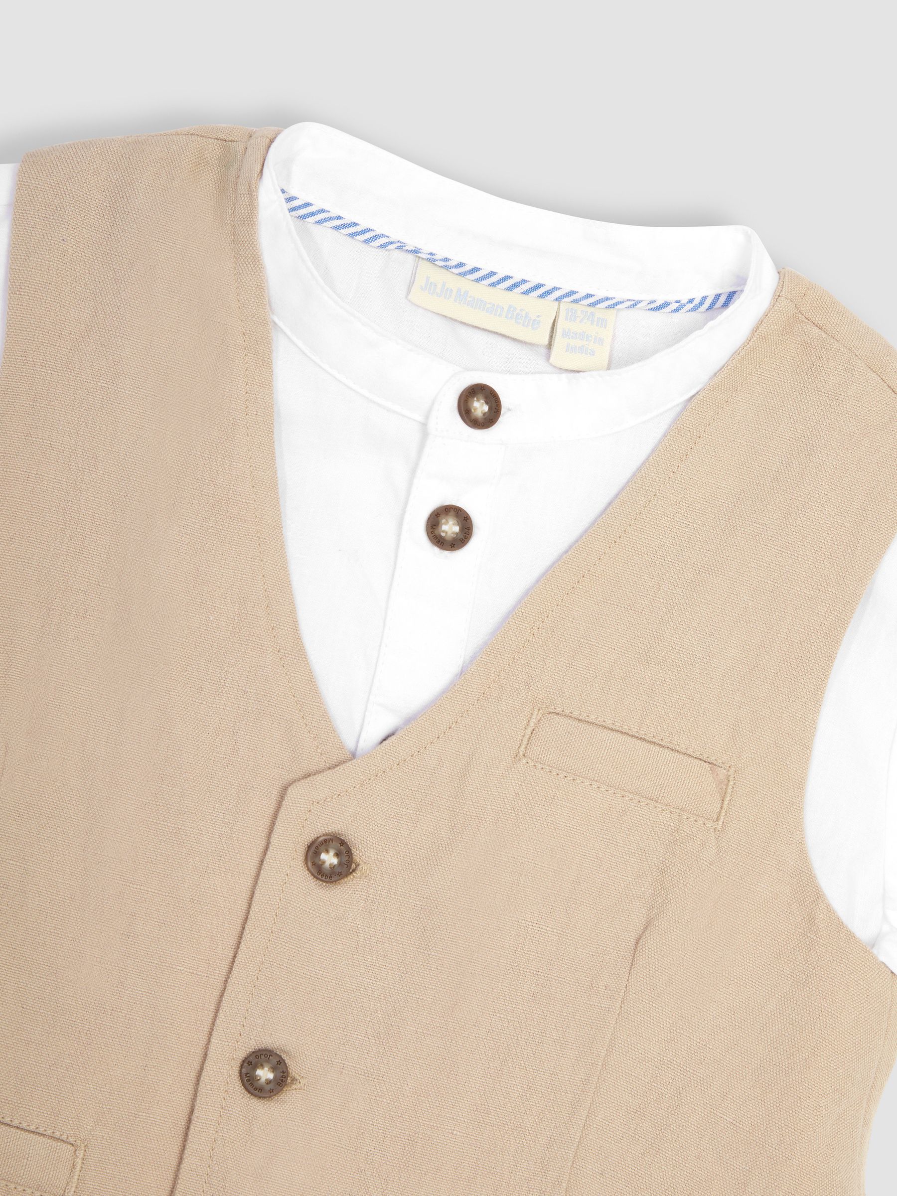 Natural 3-Piece Waistcoat, Shirt & Trousers Set - Image 7 of 7