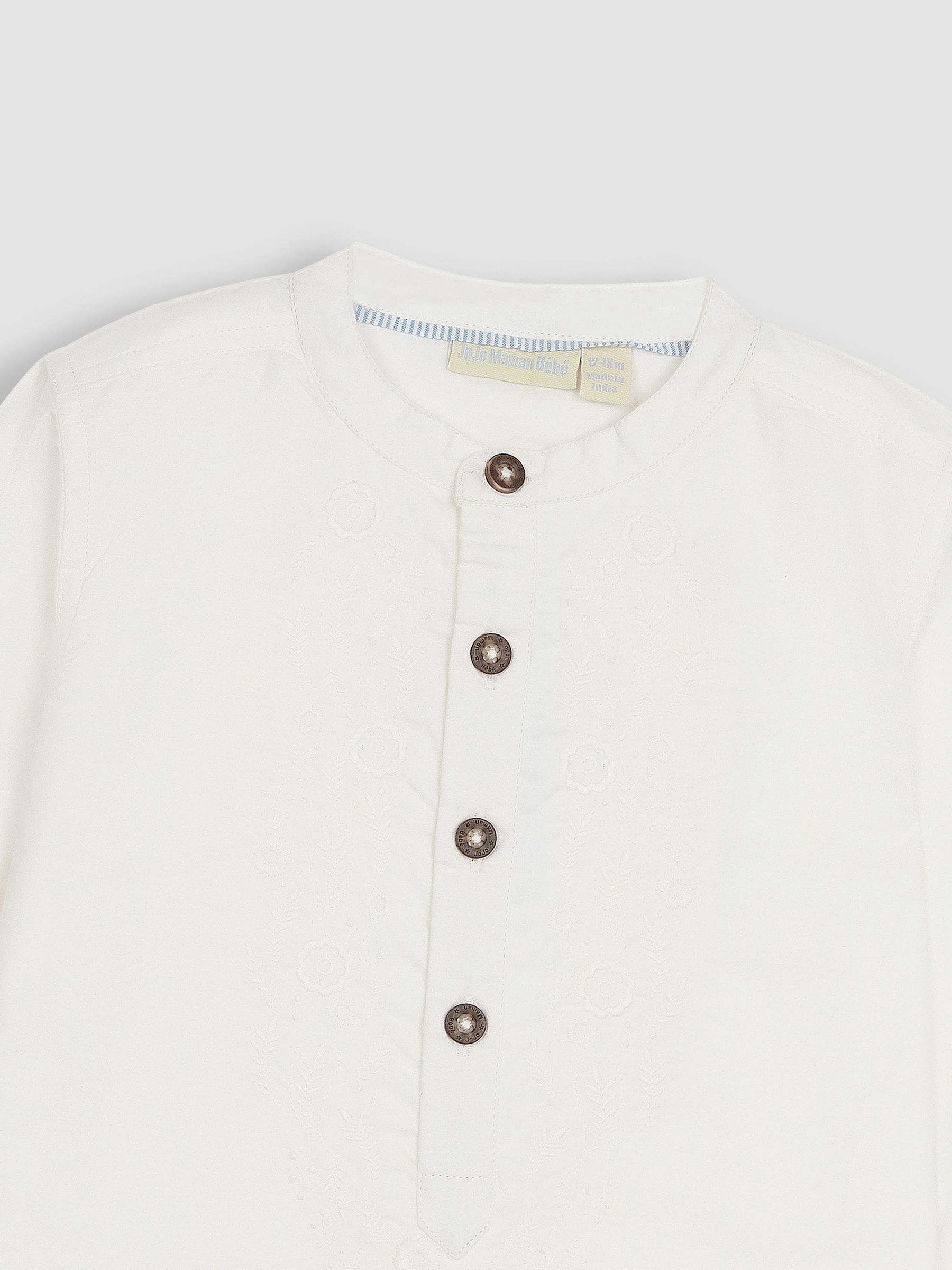 White 2-Piece Embroidered Grandad Shirt & Trousers Set - Image 5 of 6
