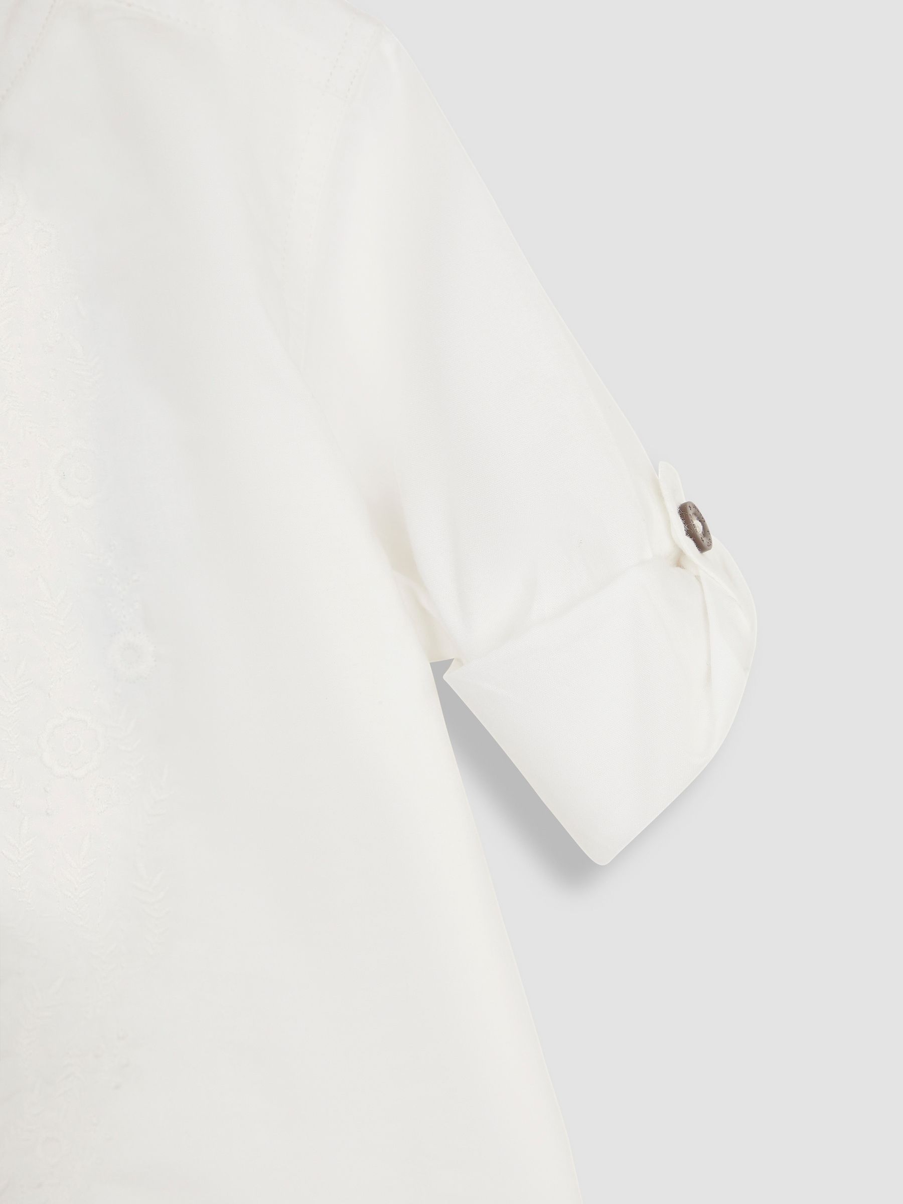 White 2-Piece Embroidered Grandad Shirt & Trousers Set - Image 6 of 6