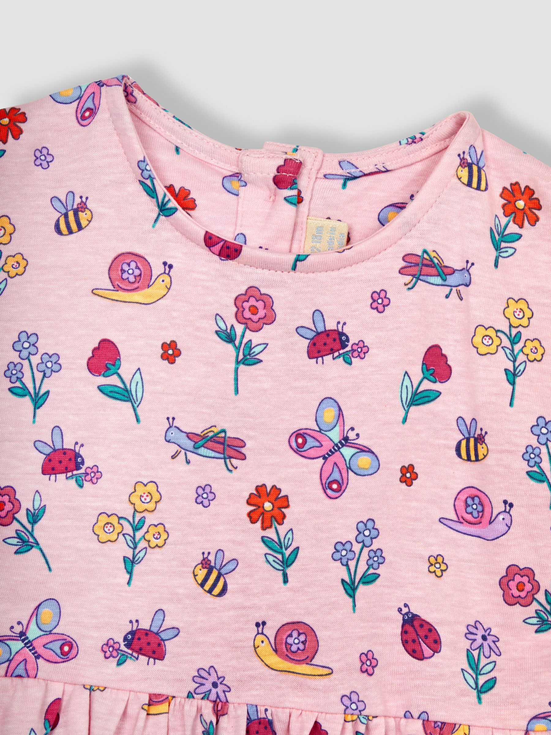 Pink Garden Bugs Drop Shoulder Jersey Dress - Image 2 of 4