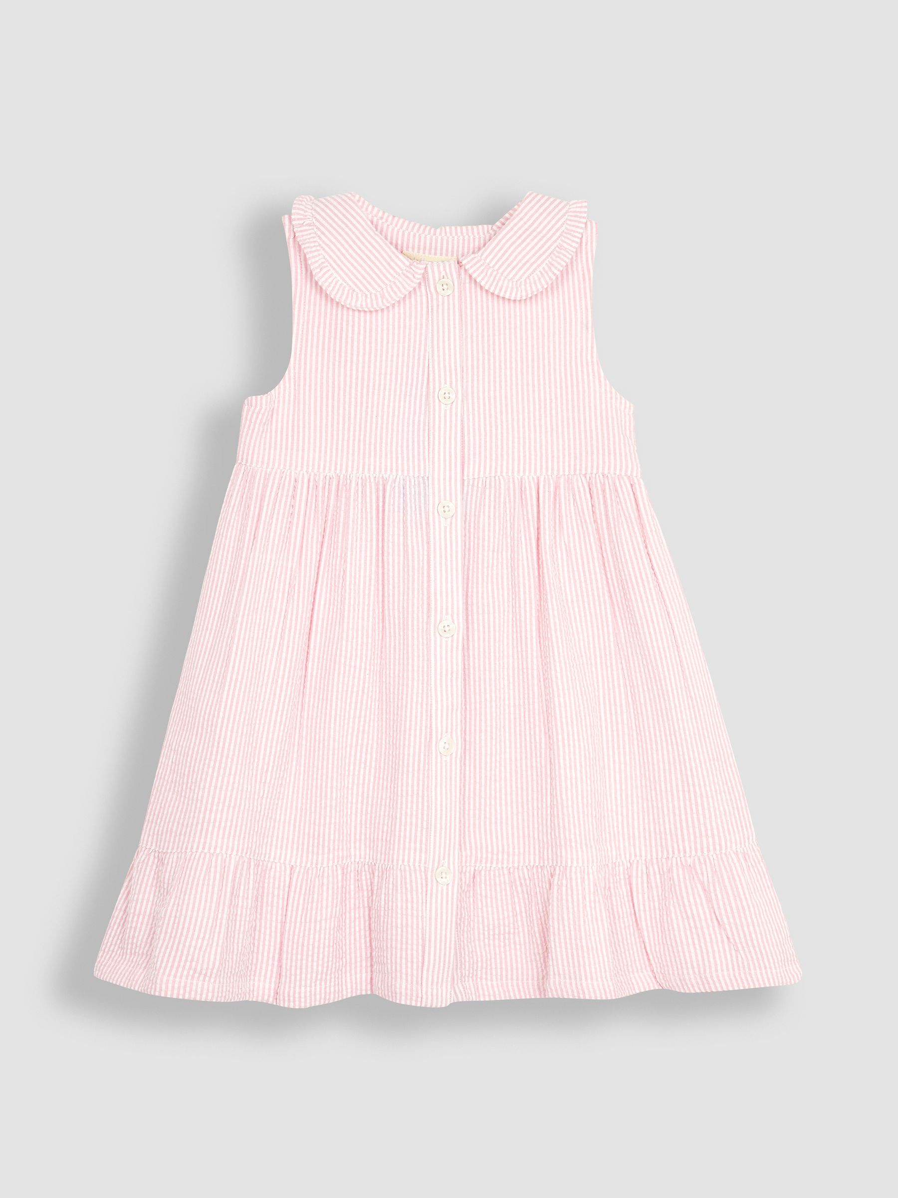 Pink Seersucker Stripe Collar Button Through Dress - Image 1 of 3