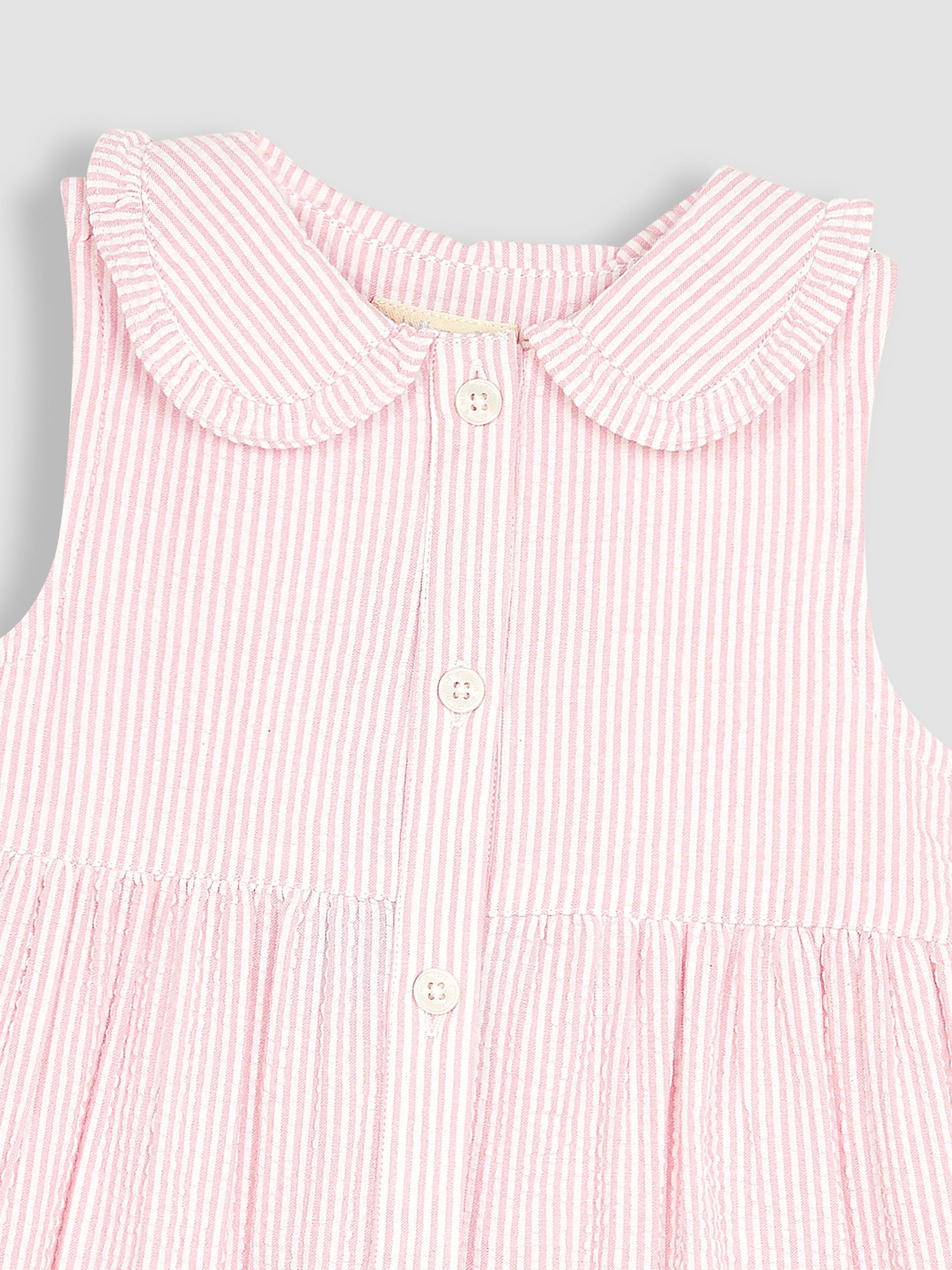 Pink Seersucker Stripe Collar Button Through Dress - Image 2 of 3