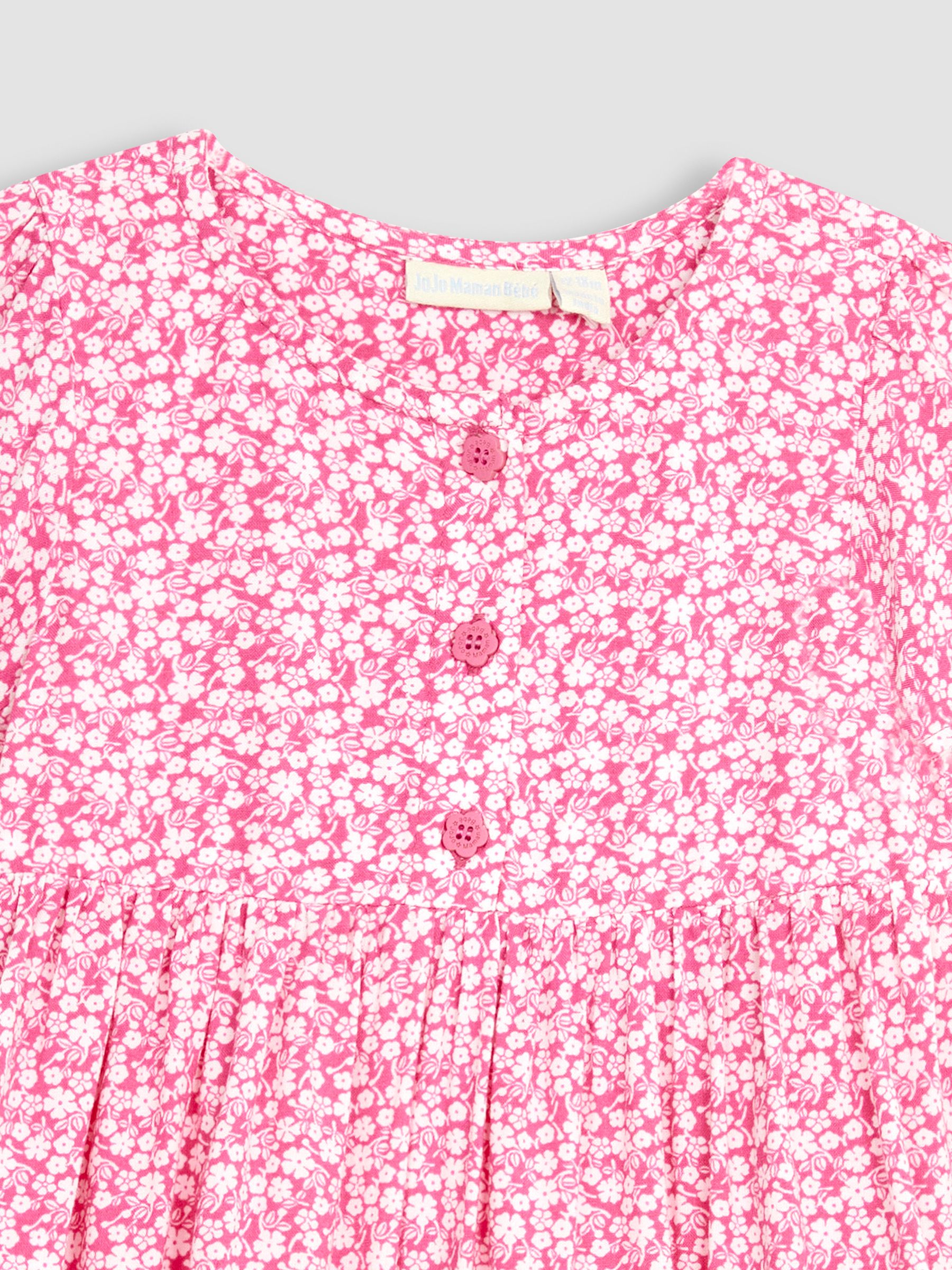 Fuchsia Pink Ditsy Floral Button Front Classic Dress - Image 2 of 3