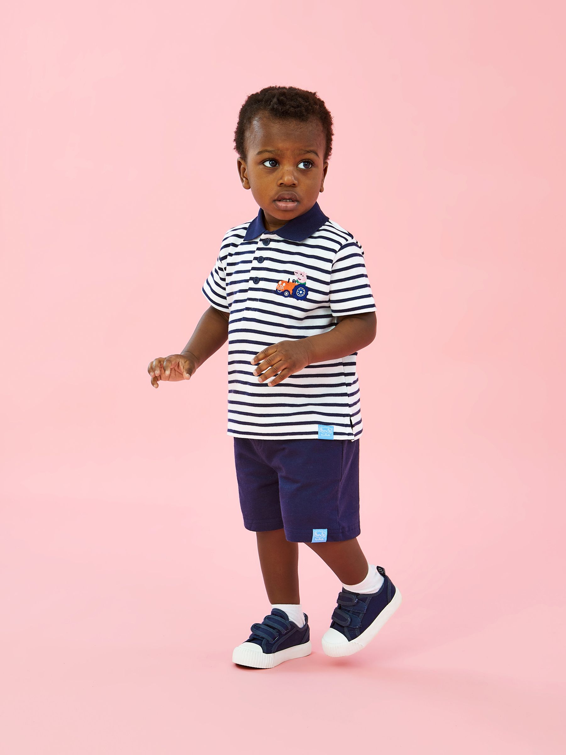 2-Piece Peppa Pig Appliqué Polo Shirt Shorts Set in Navy JoJo
