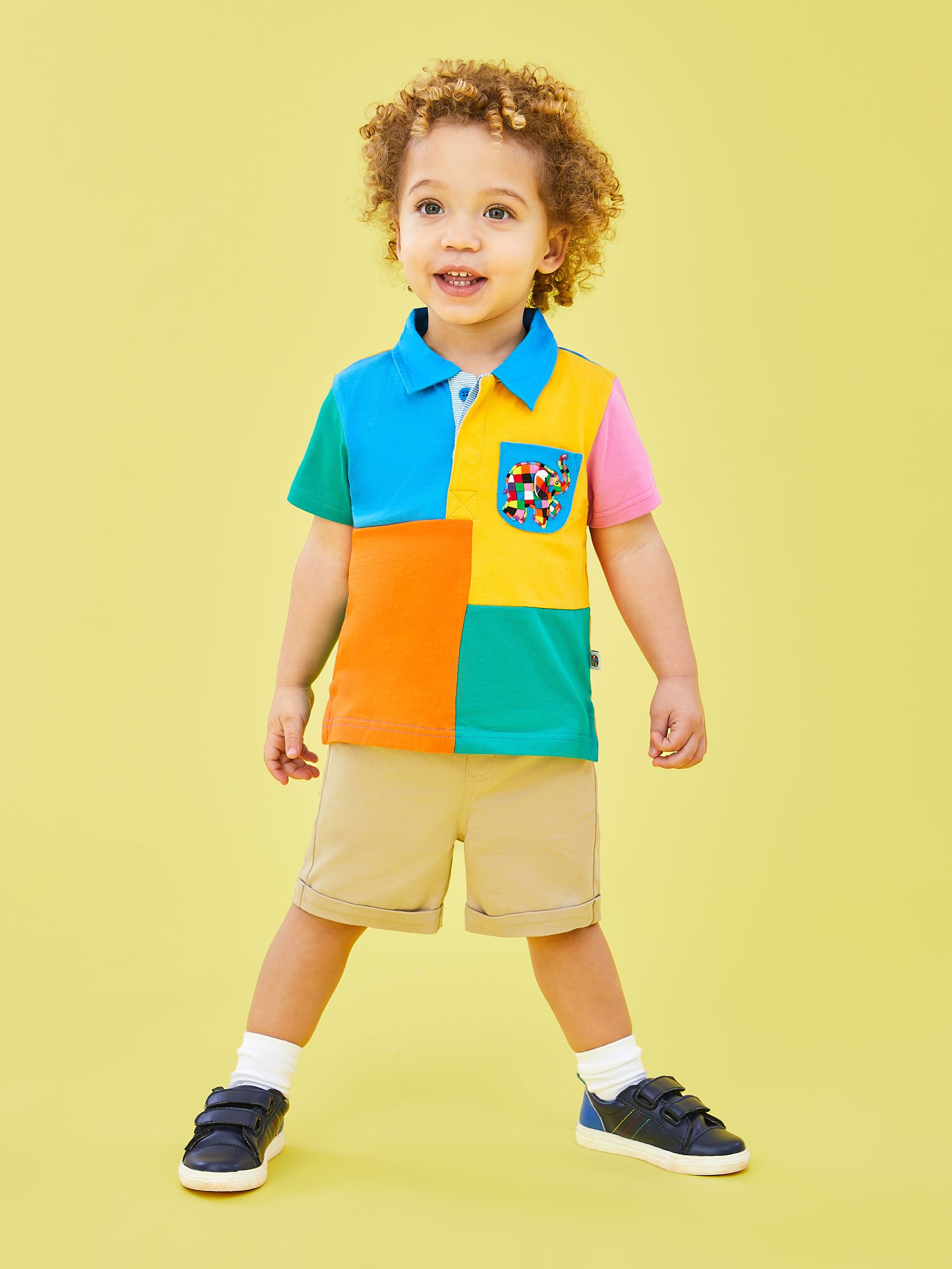 Elmer Colour Block Polo Shirt in Yellow - Image 1 of 3