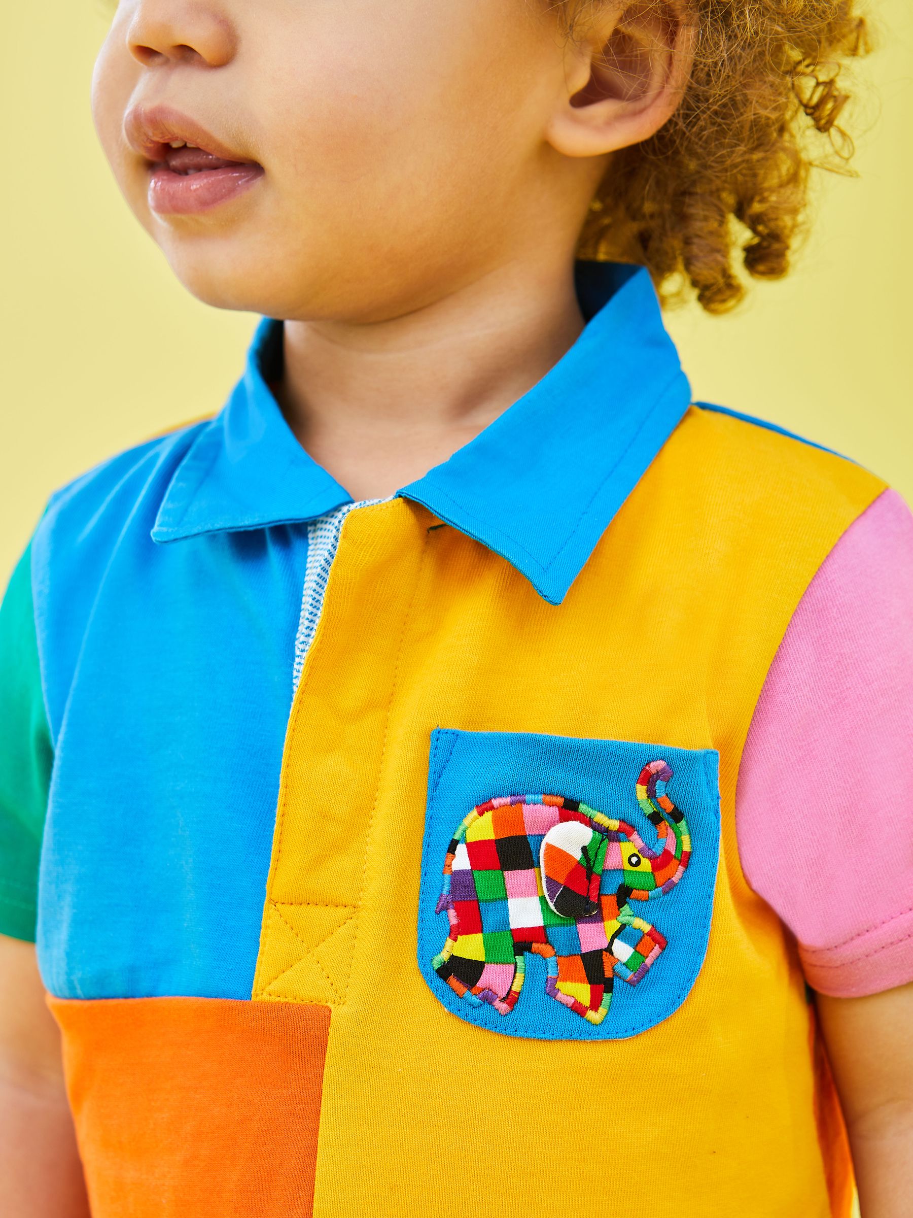 Elmer Colour Block Polo Shirt in Yellow - Image 2 of 3