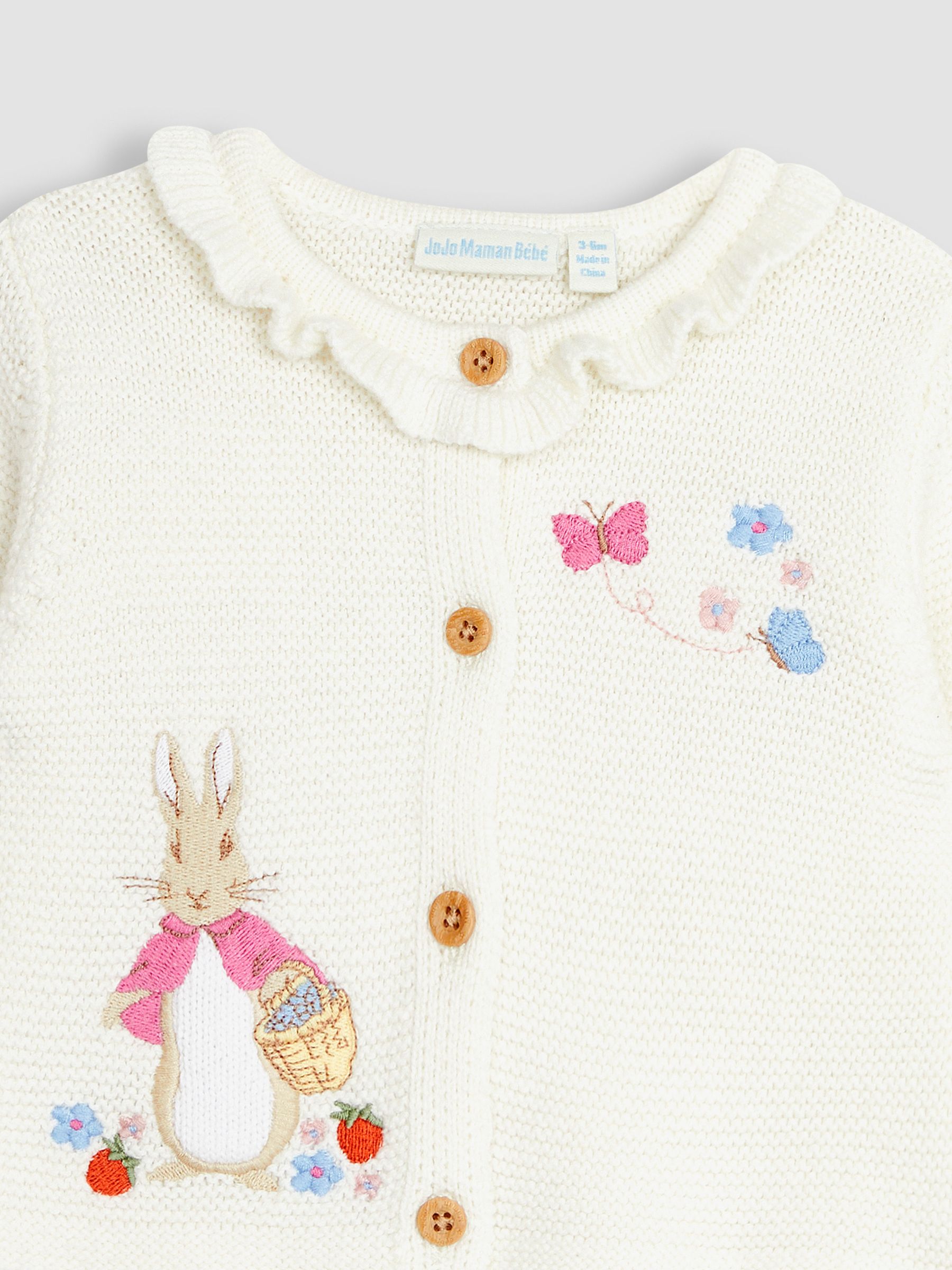 Cream Peter Rabbit Appliqué Cardigan With Collar - Image 2 of 3
