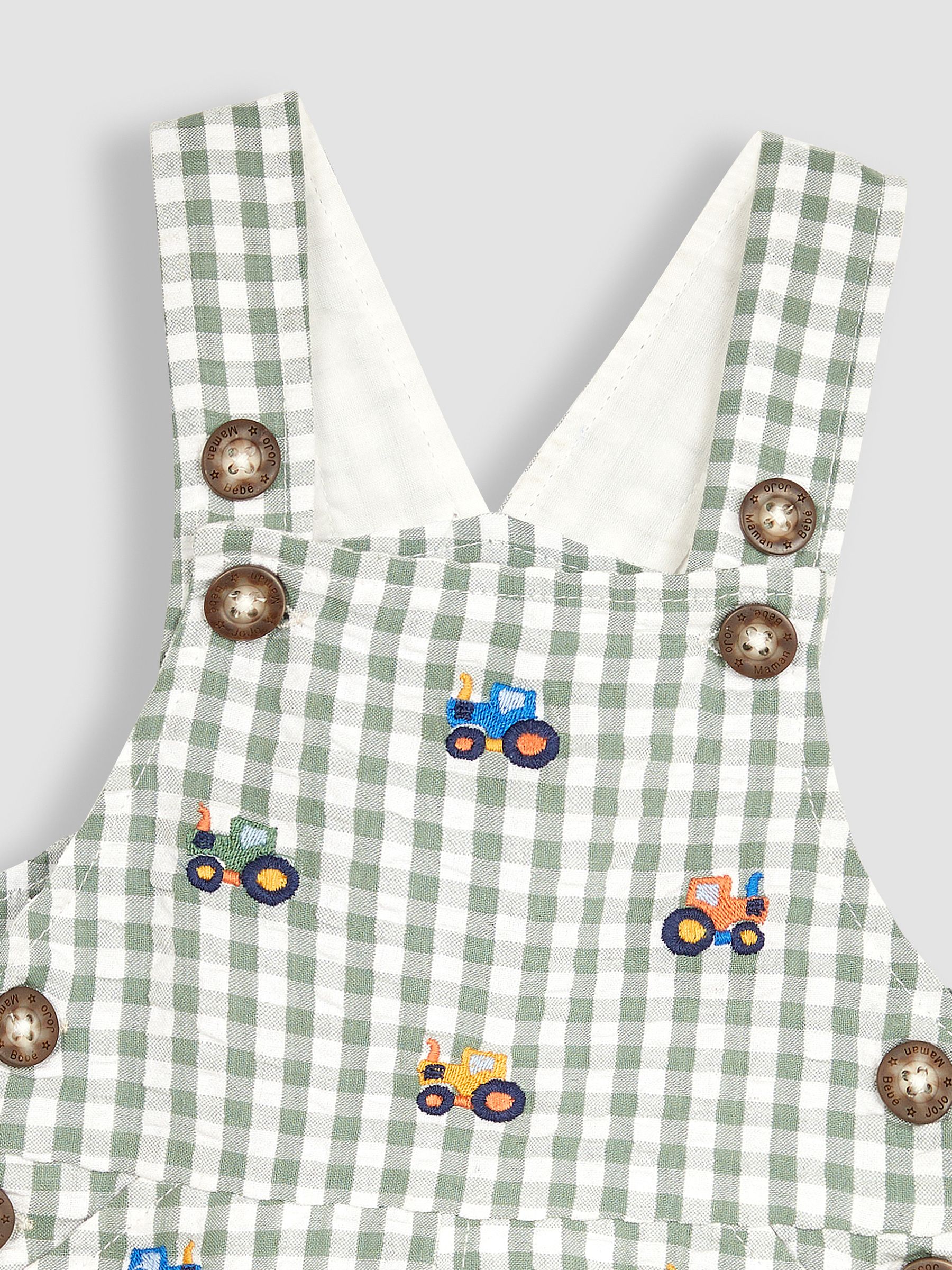 Khaki Green Tractor Embroidered Dungarees - Image 3 of 3