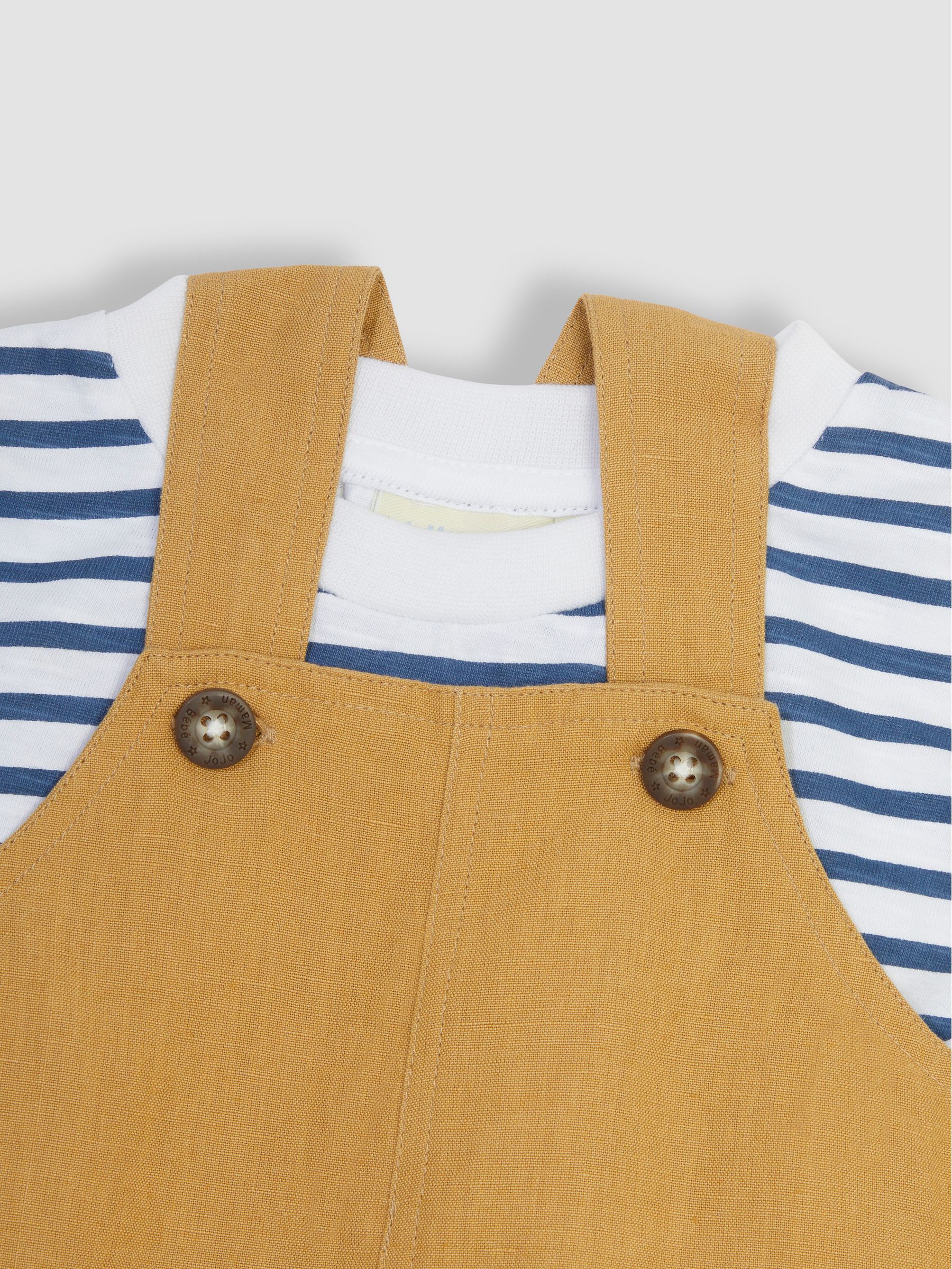 Brown Cotton Linen Dungarees & T-Shirt Set - Image 5 of 5