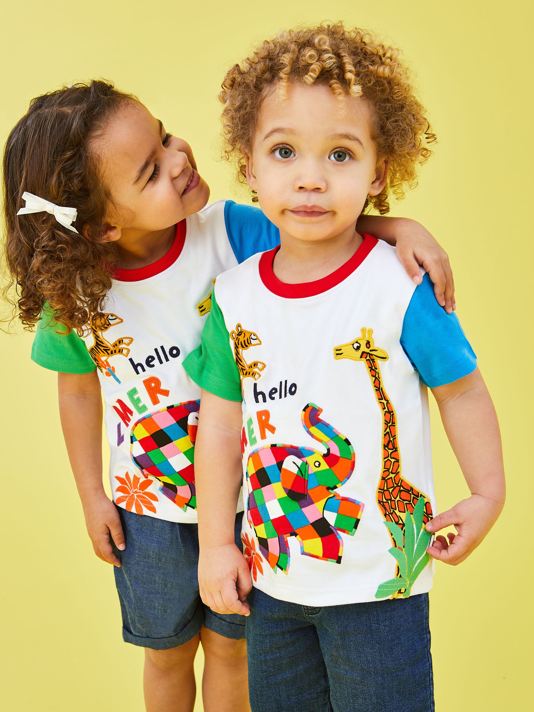 Elmer & Friends Applique T-Shirt in White - Image 1 of 4