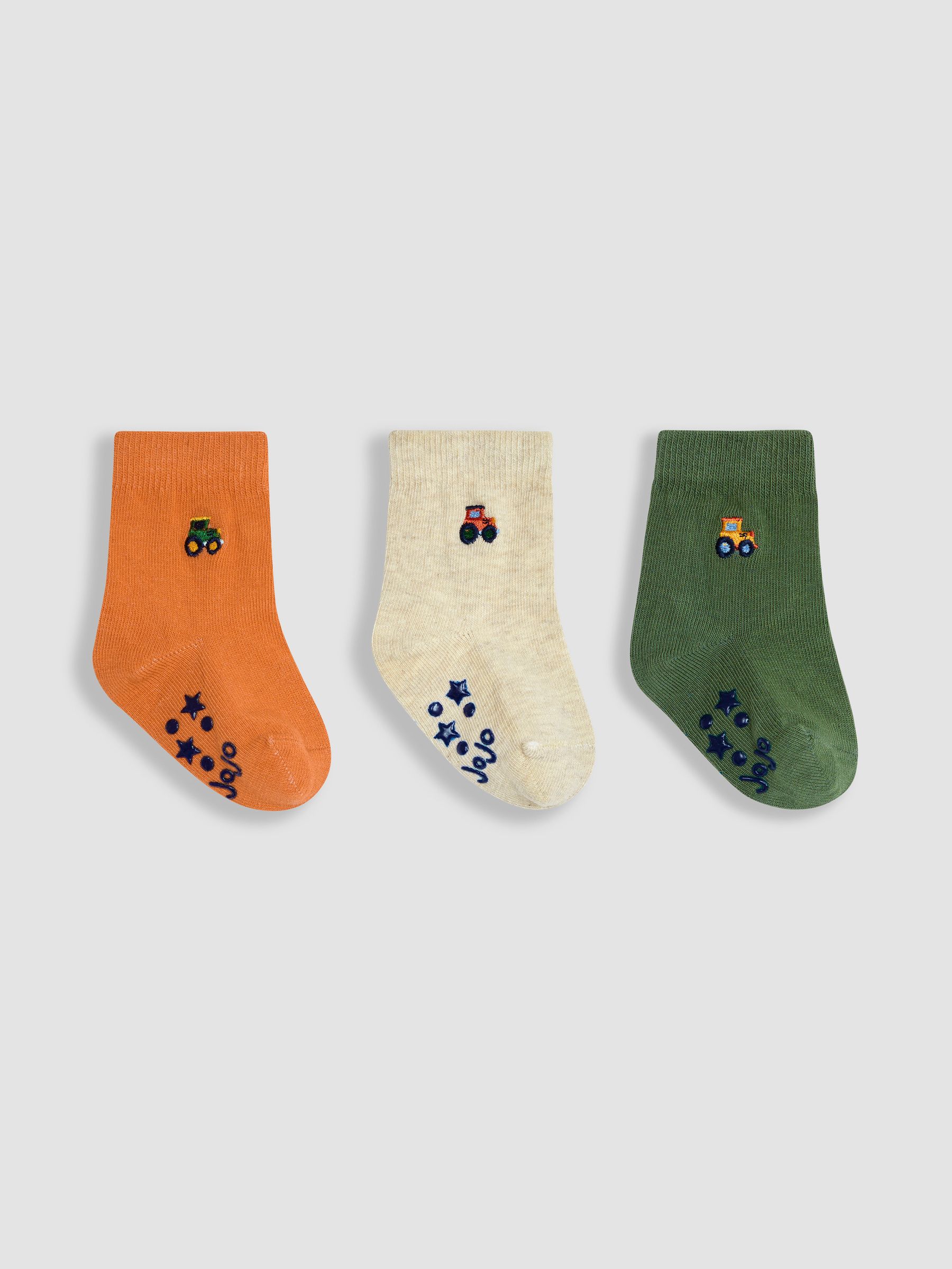 Green Tractor 3-Pack Embroidered Socks - Image 1 of 4