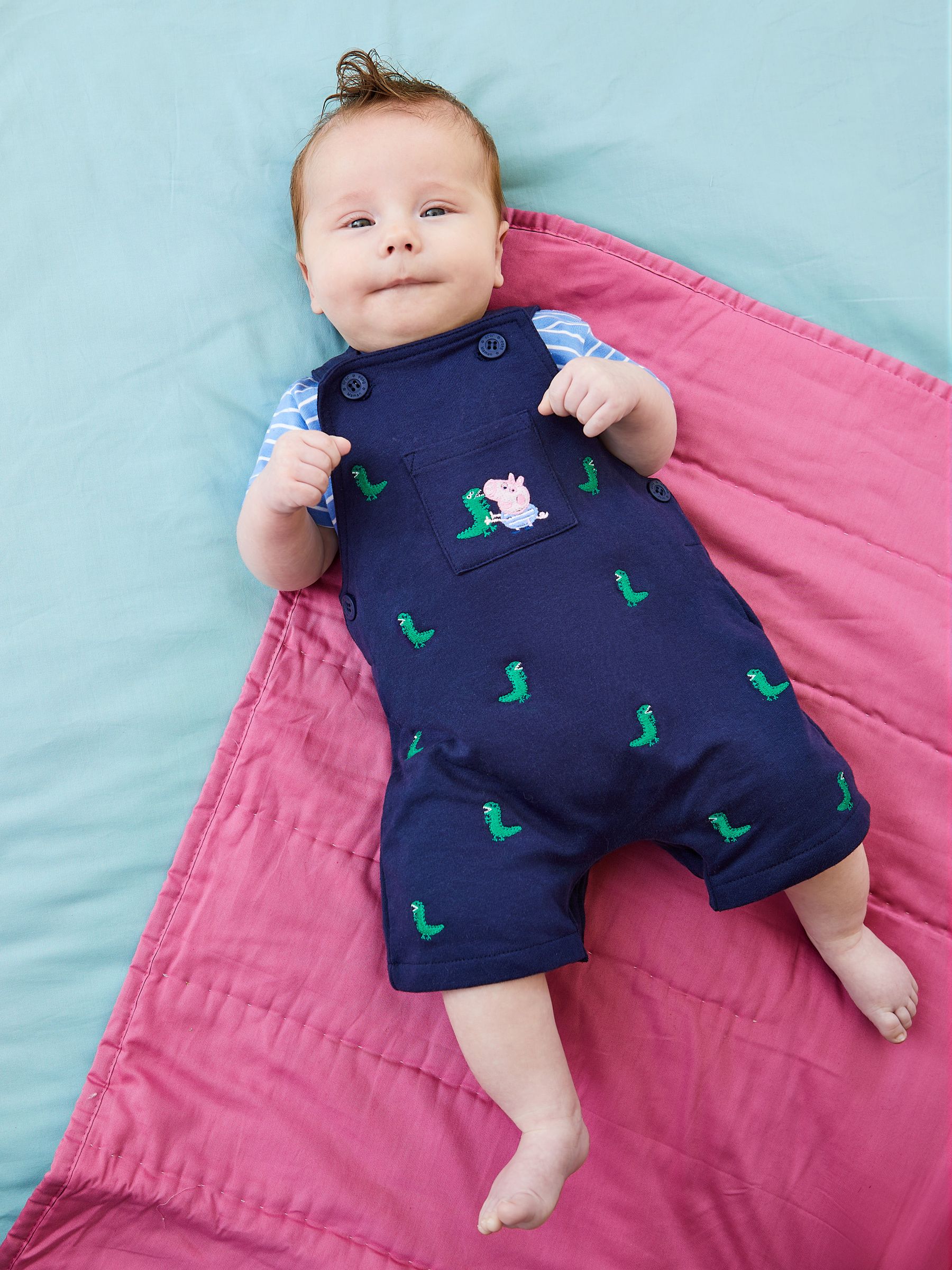 2-Piece Peppa Pig Dinosaur Dungarees & T-Shirt Set in Navy - Image 1 of 8