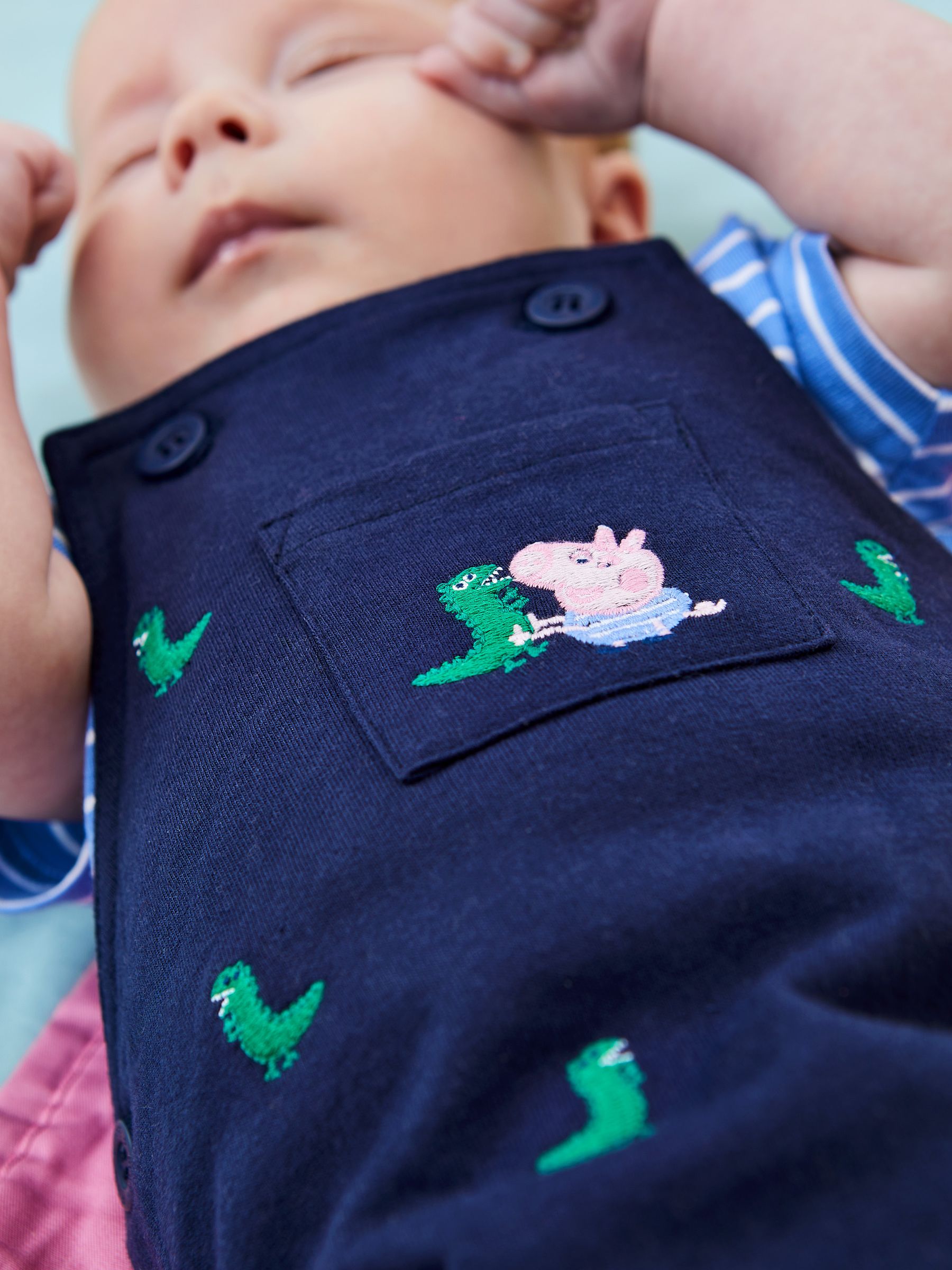2-Piece Peppa Pig Dinosaur Dungarees & T-Shirt Set in Navy - Image 2 of 8