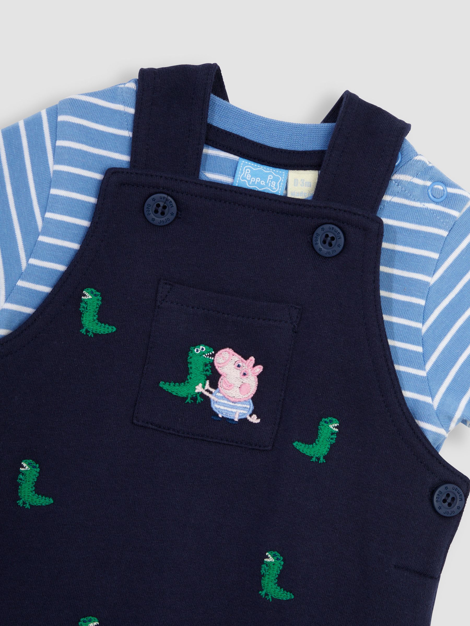 2-Piece Peppa Pig Dinosaur Dungarees & T-Shirt Set in Navy - Image 7 of 8