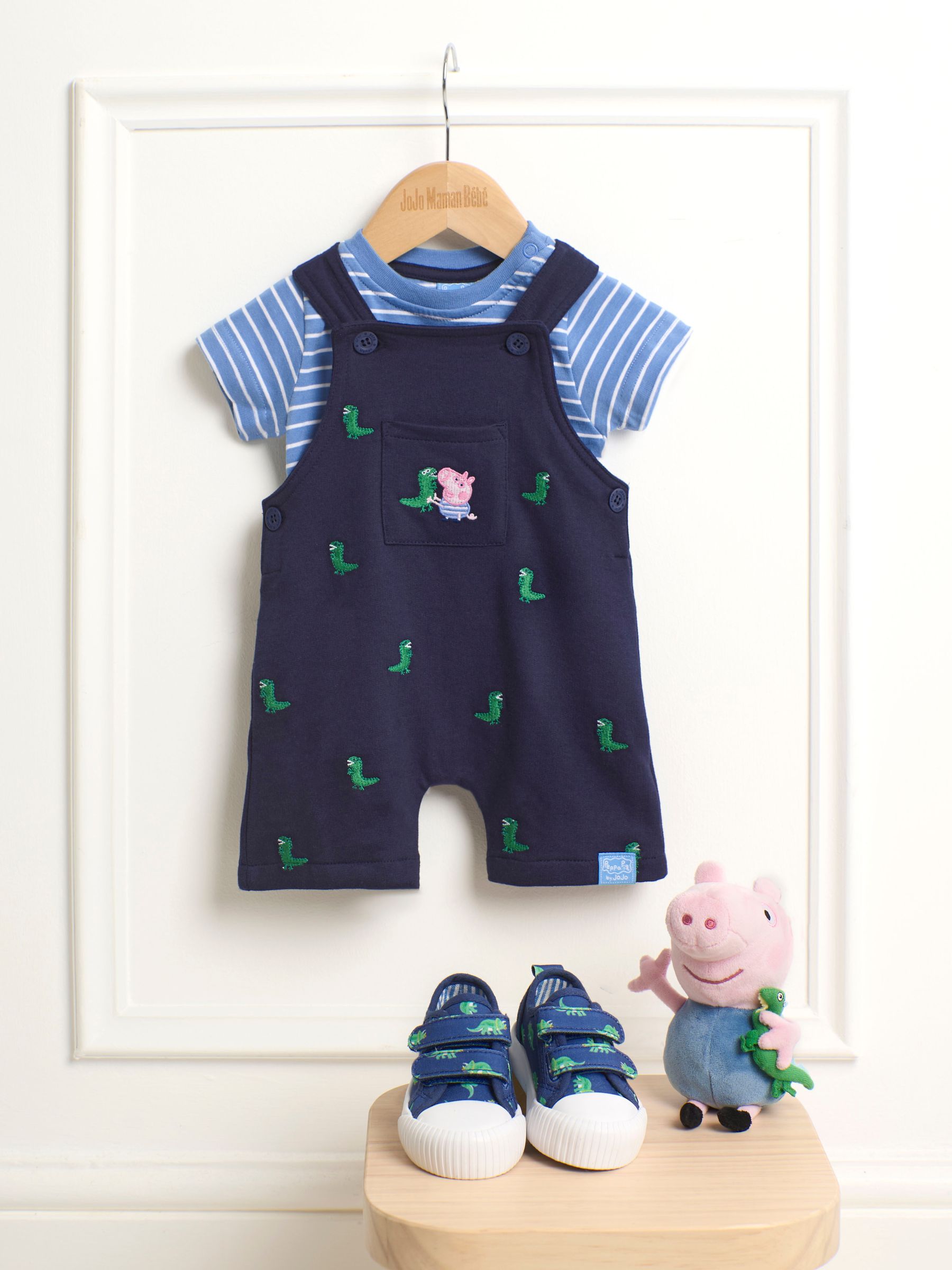 2-Piece Peppa Pig Dinosaur Dungarees & T-Shirt Set in Navy - Image 8 of 8