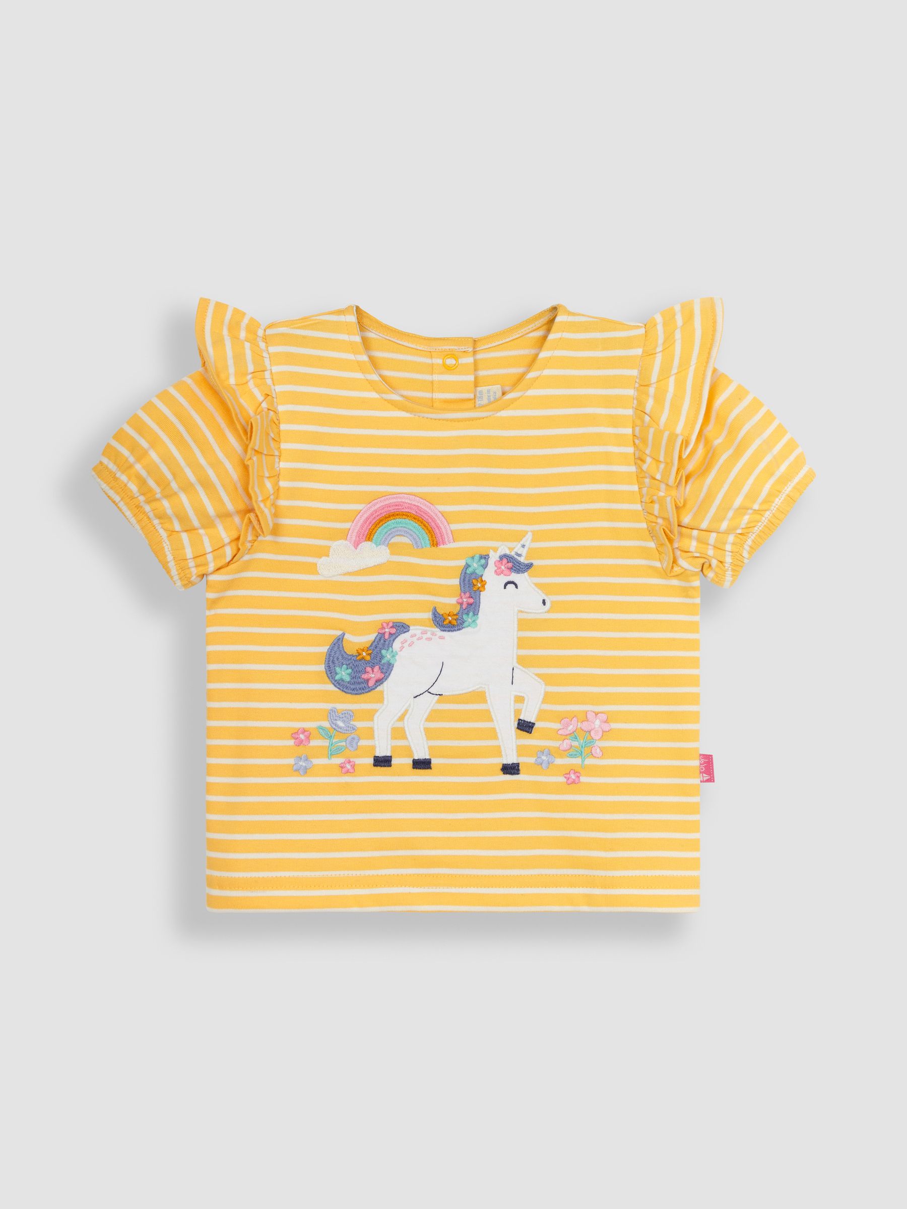 Yellow Unicorn Appliqué Frill Sleeve T-Shirt - Image 1 of 3
