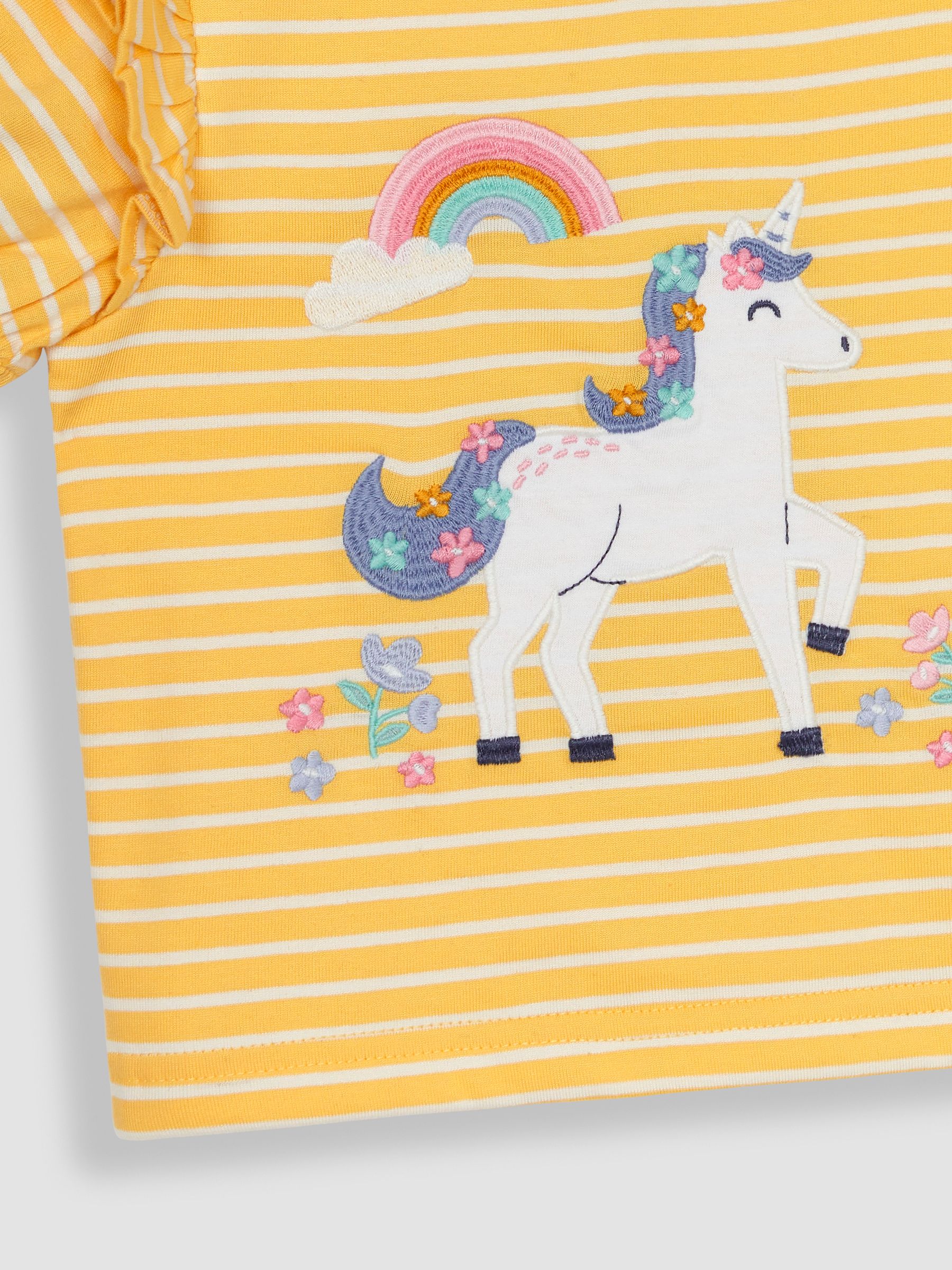 Yellow Unicorn Appliqué Frill Sleeve T-Shirt - Image 3 of 3