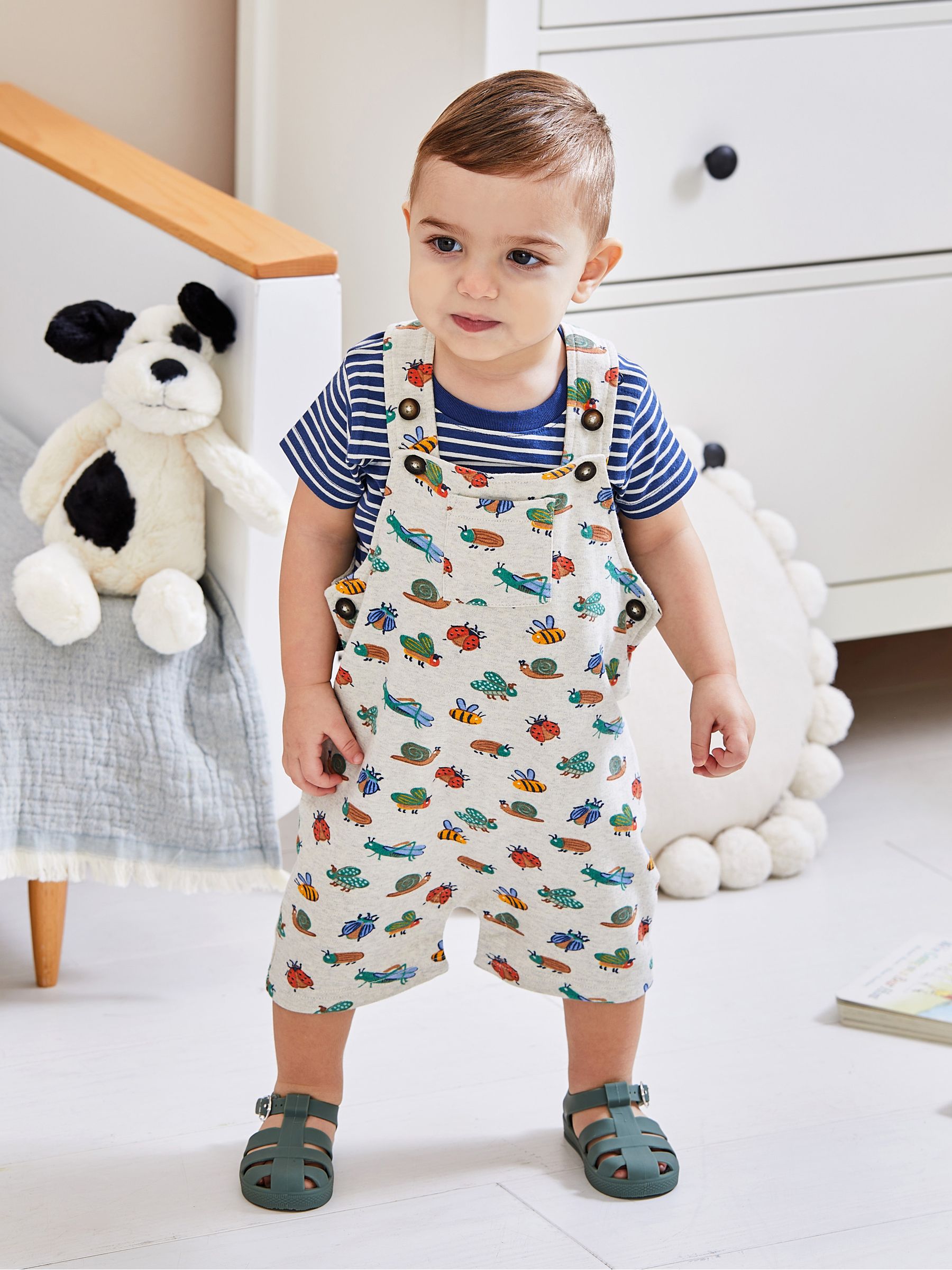 Natural Garden Bugs Dungarees & T-Shirt 2-Piece Set - Image 1 of 6