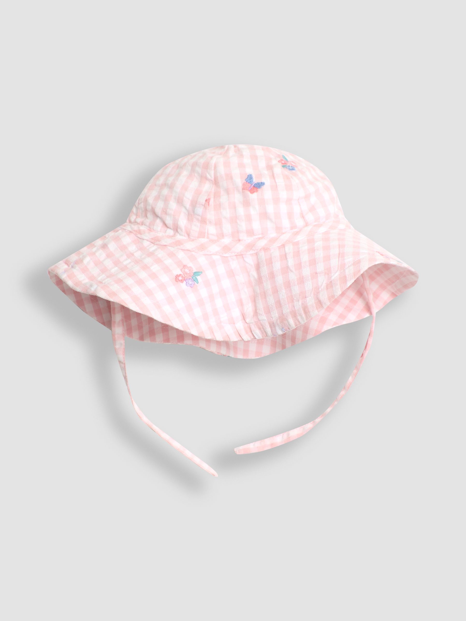 Floral Embroidered Gingham Bubble Romper in Pink - Image 4 of 5