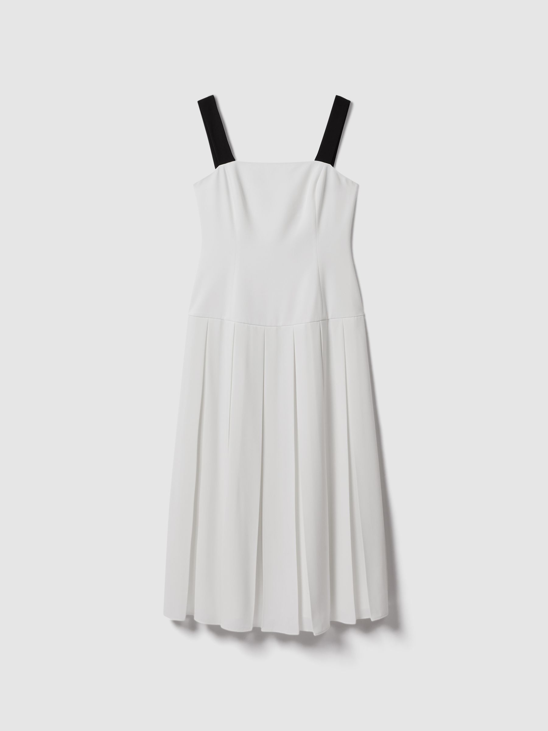 Florere Pleated Strappy Midi Dress in Off White - Image 2 of 6