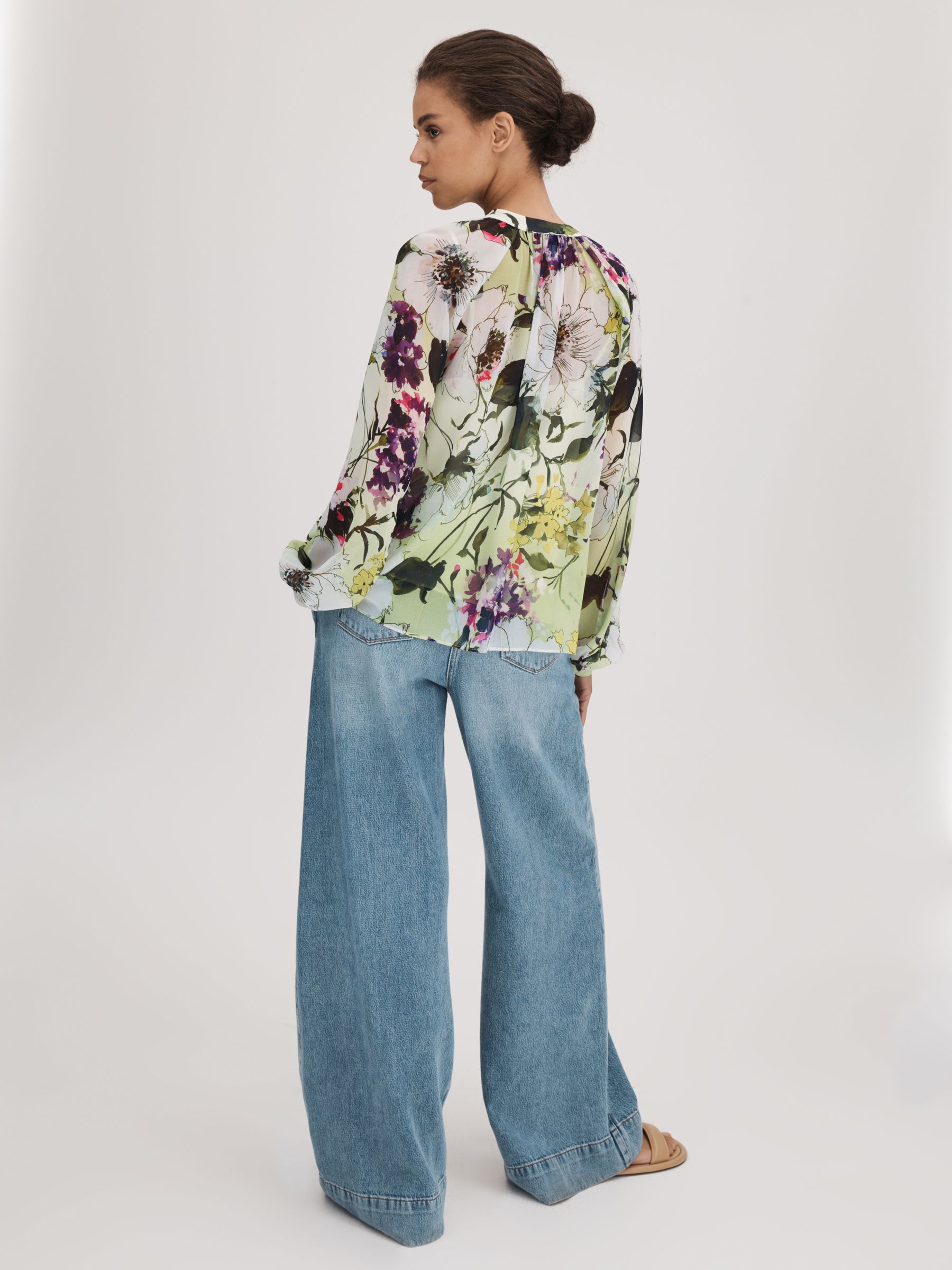 Florere Printed Tie Neck Blouse in Multi - Image 5 of 7