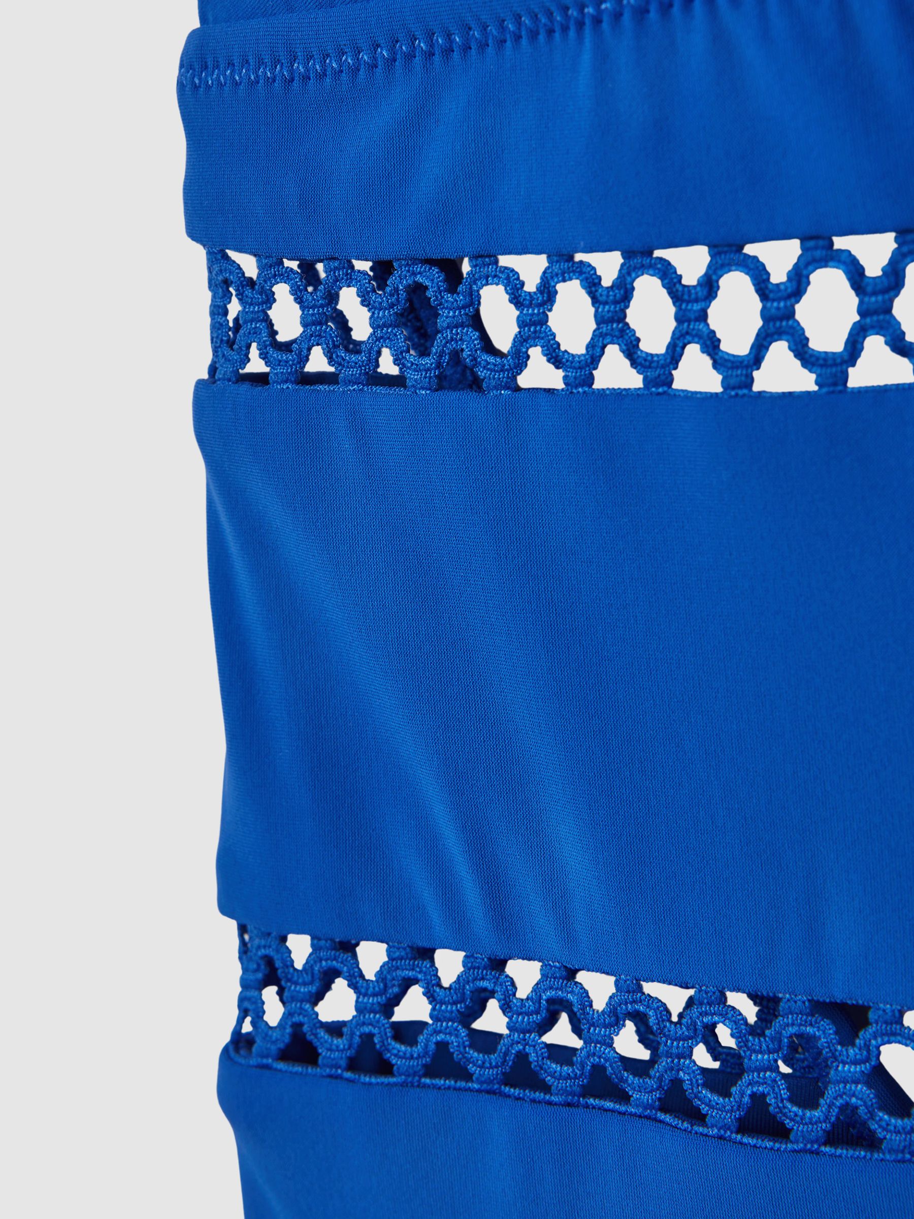 Lattice Halterneck Swimsuit in Cobalt Blue - Image 6 of 6
