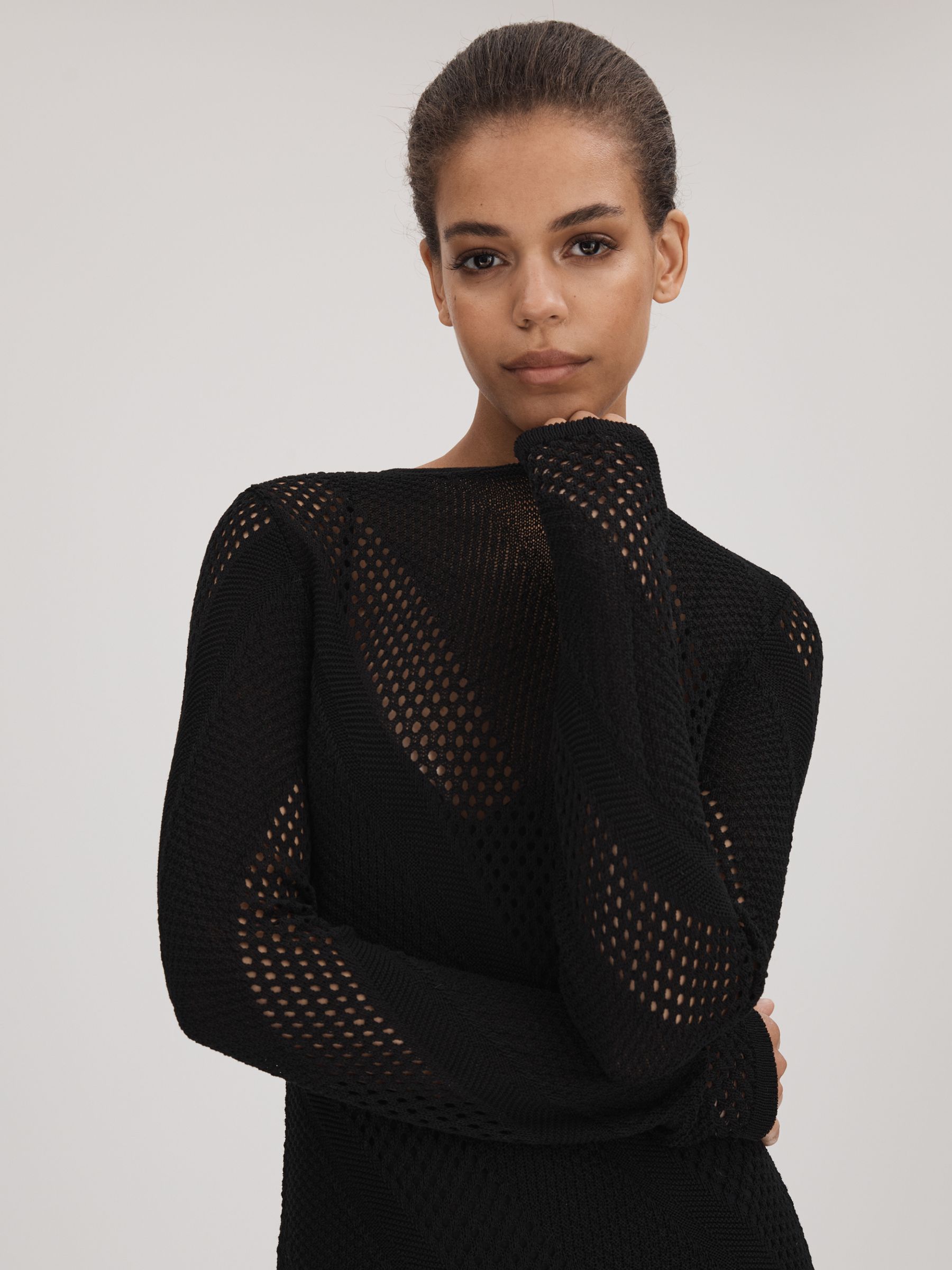 Florere Crochet Midi Dress in Black - Image 3 of 6