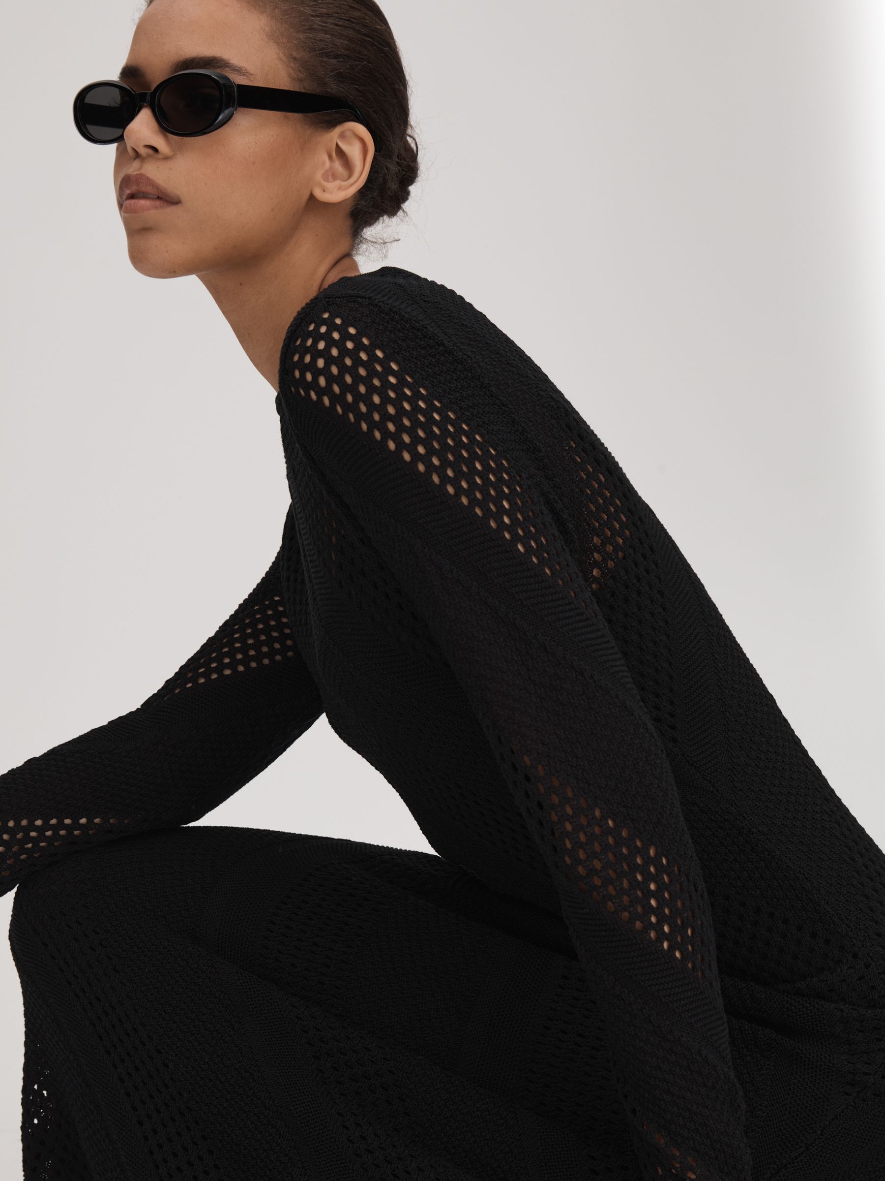 Florere Crochet Midi Dress in Black - image 5