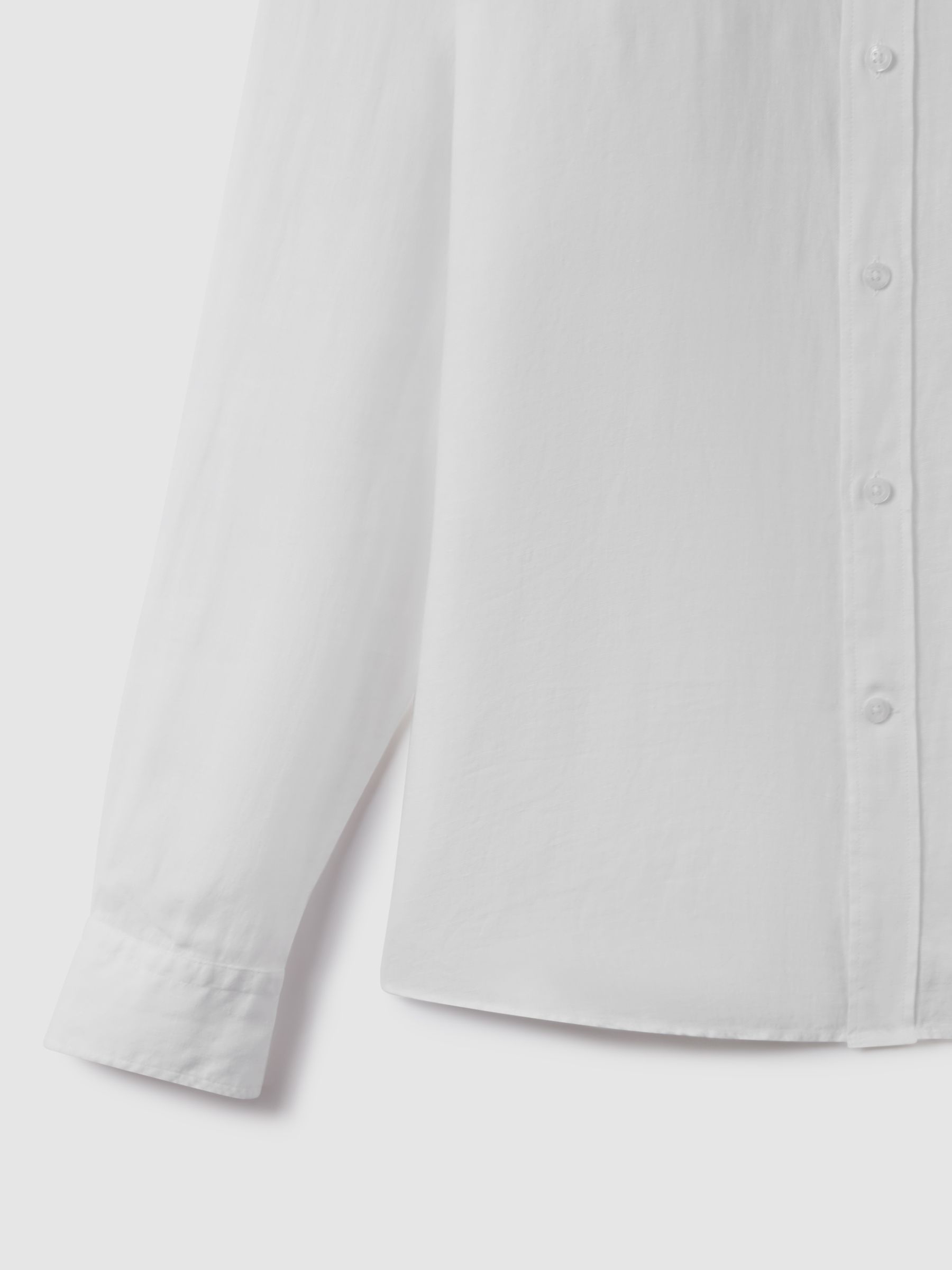 Linen Grandad Collar Shirt in White - Image 6 of 6
