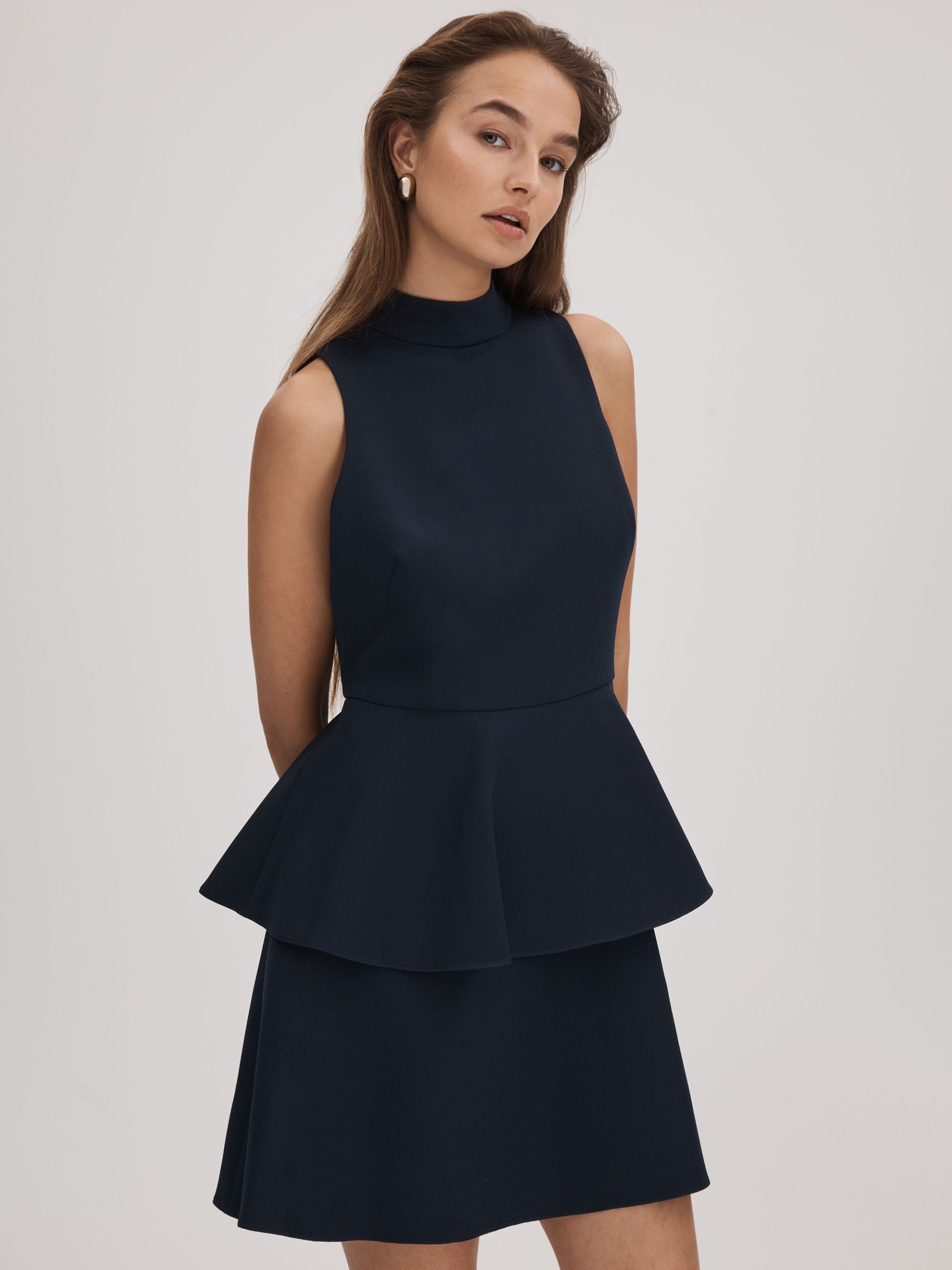 Florere Tiered Mini Dress in Navy - Image 1 of 6