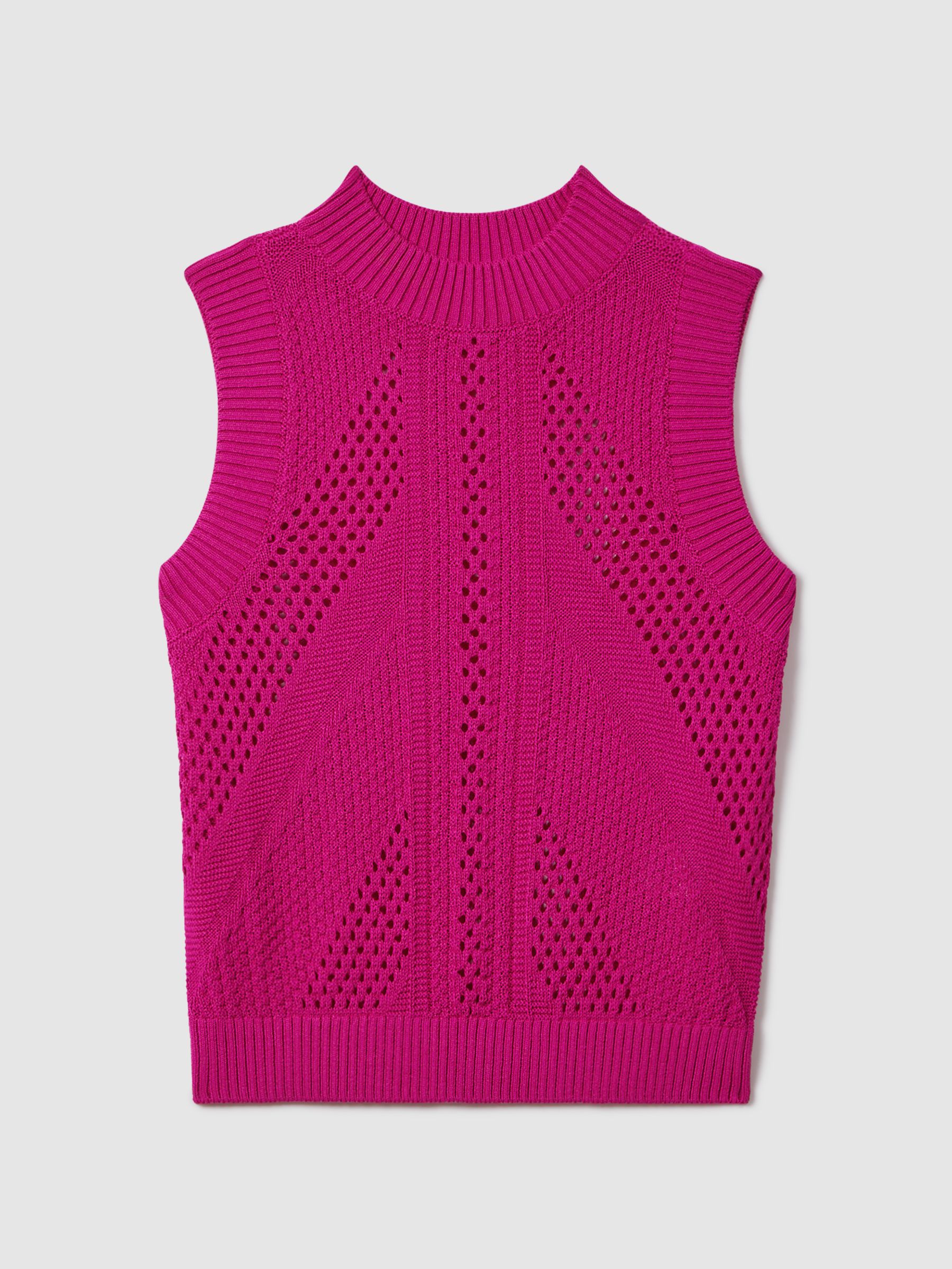 Florere Bright Pink Florere Crochet Crew Neck Vest - Image 2 of 5