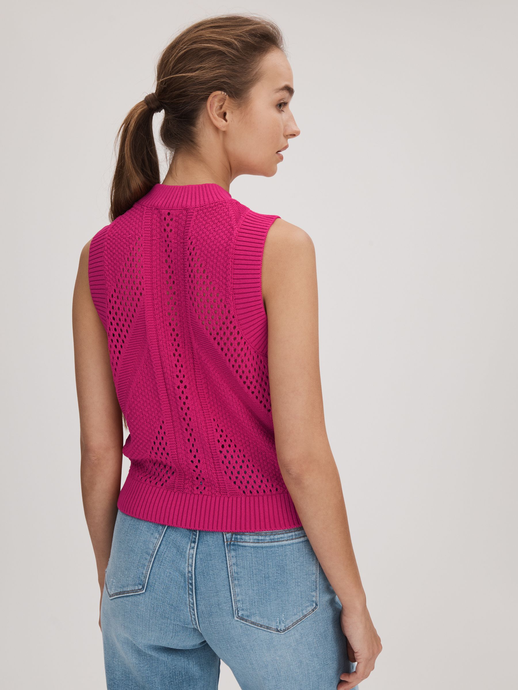 Florere Bright Pink Florere Crochet Crew Neck Vest - Image 4 of 5