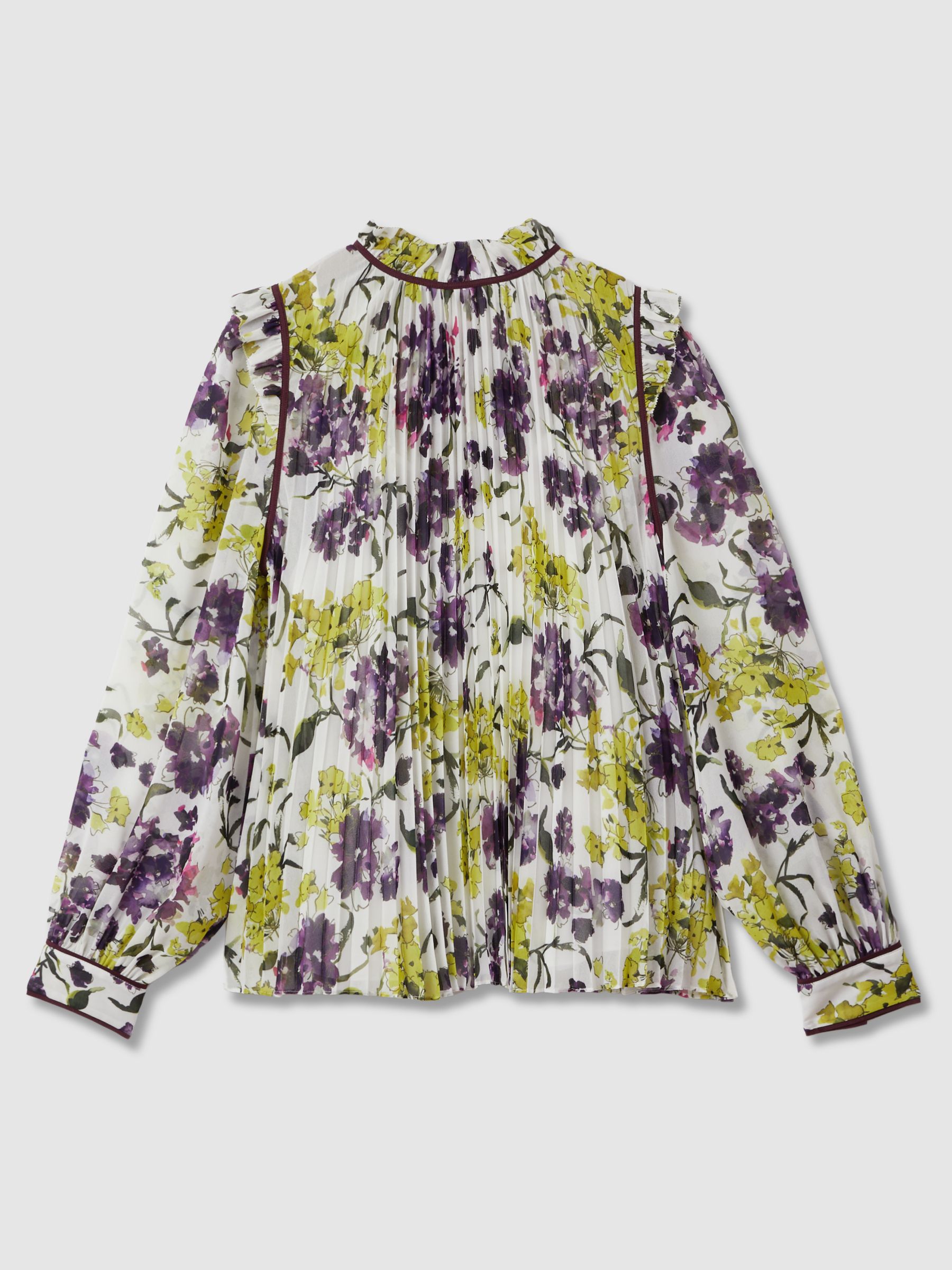 Florere Printed Pleated Blouse in Ivory/Multi - Image 2 of 8