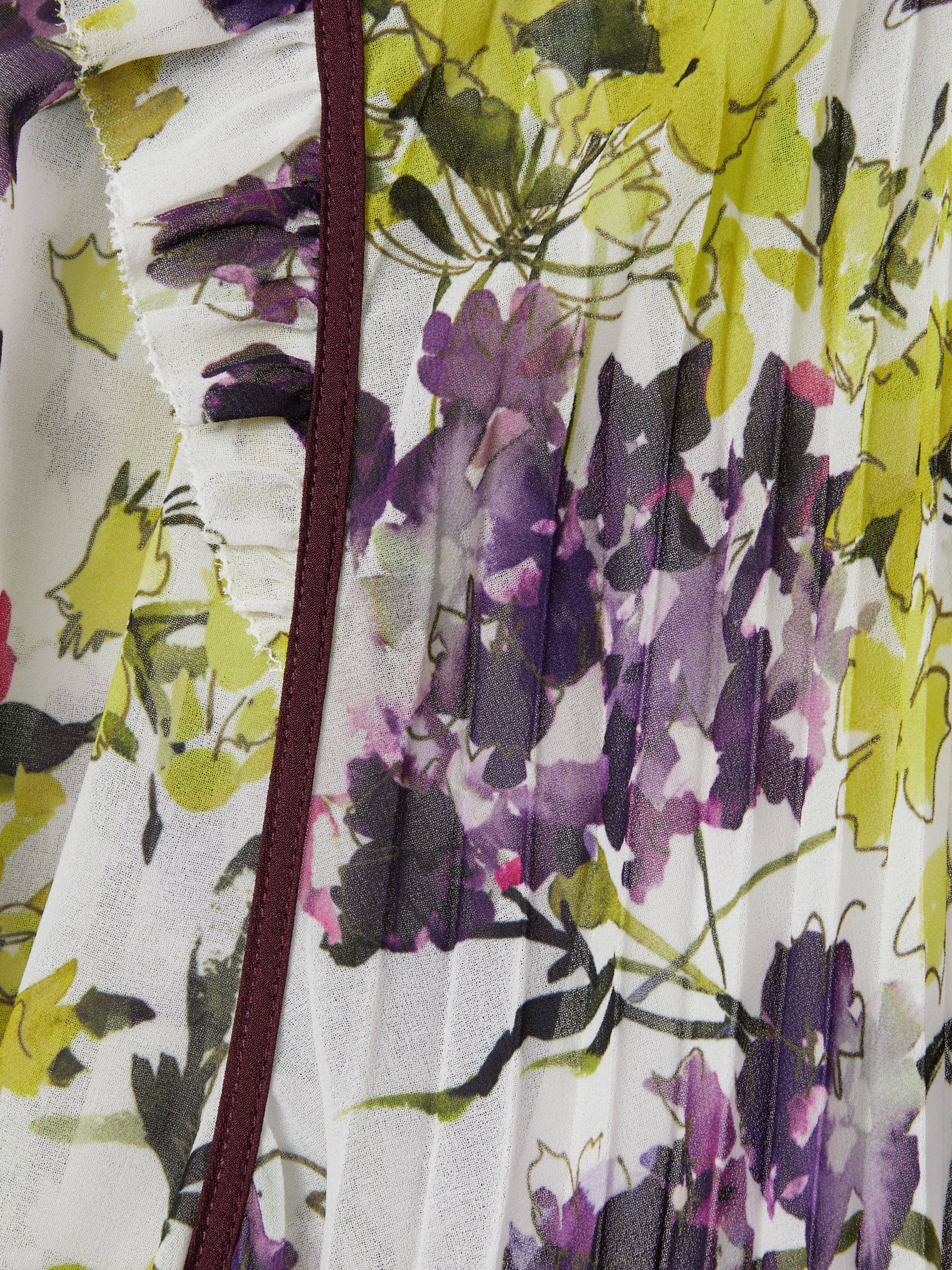 Florere Printed Pleated Blouse in Ivory/Multi - Image 7 of 8