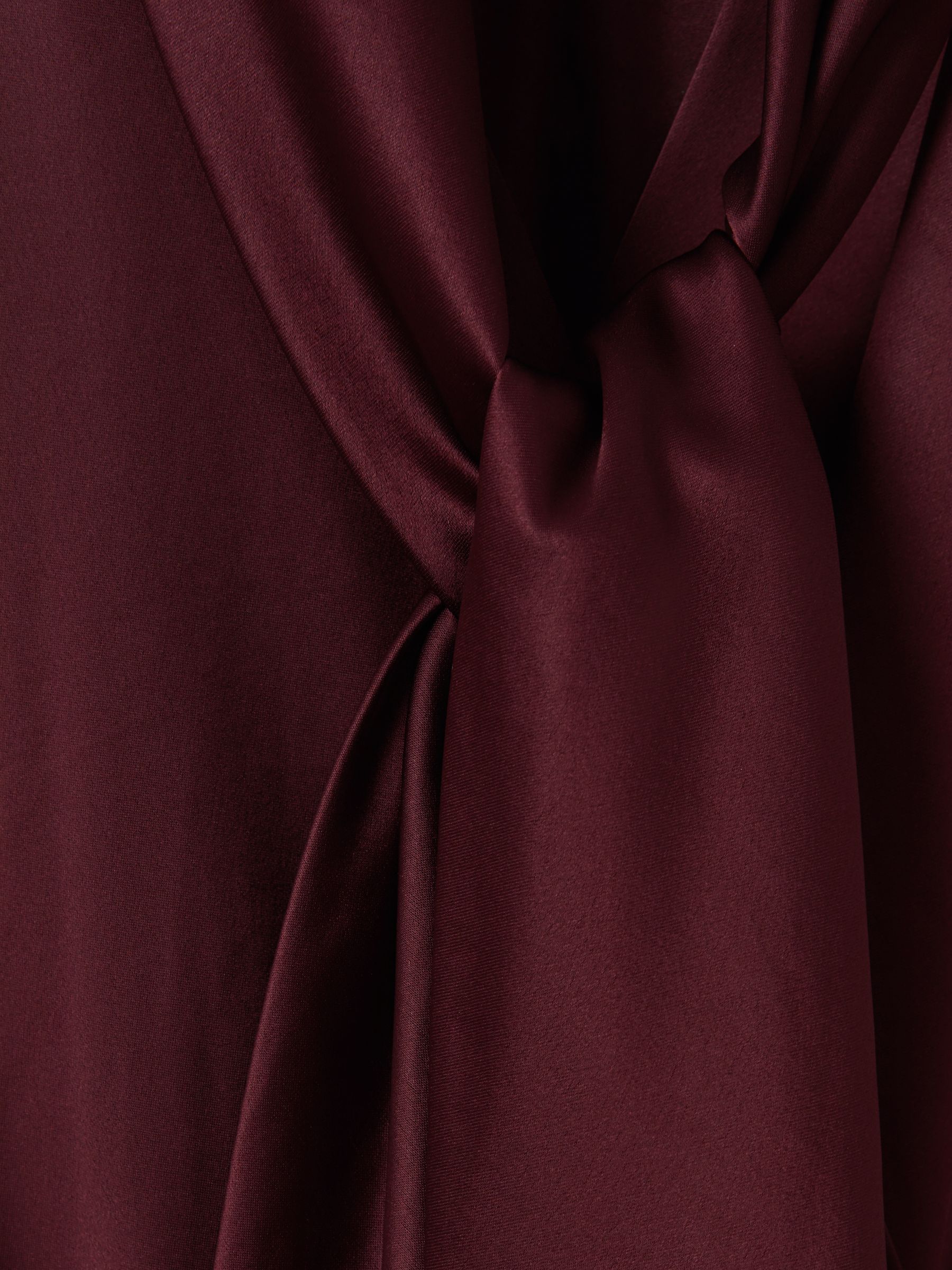 Satin Wrap Front Midi Dress in Burgundy - Image 5 of 5