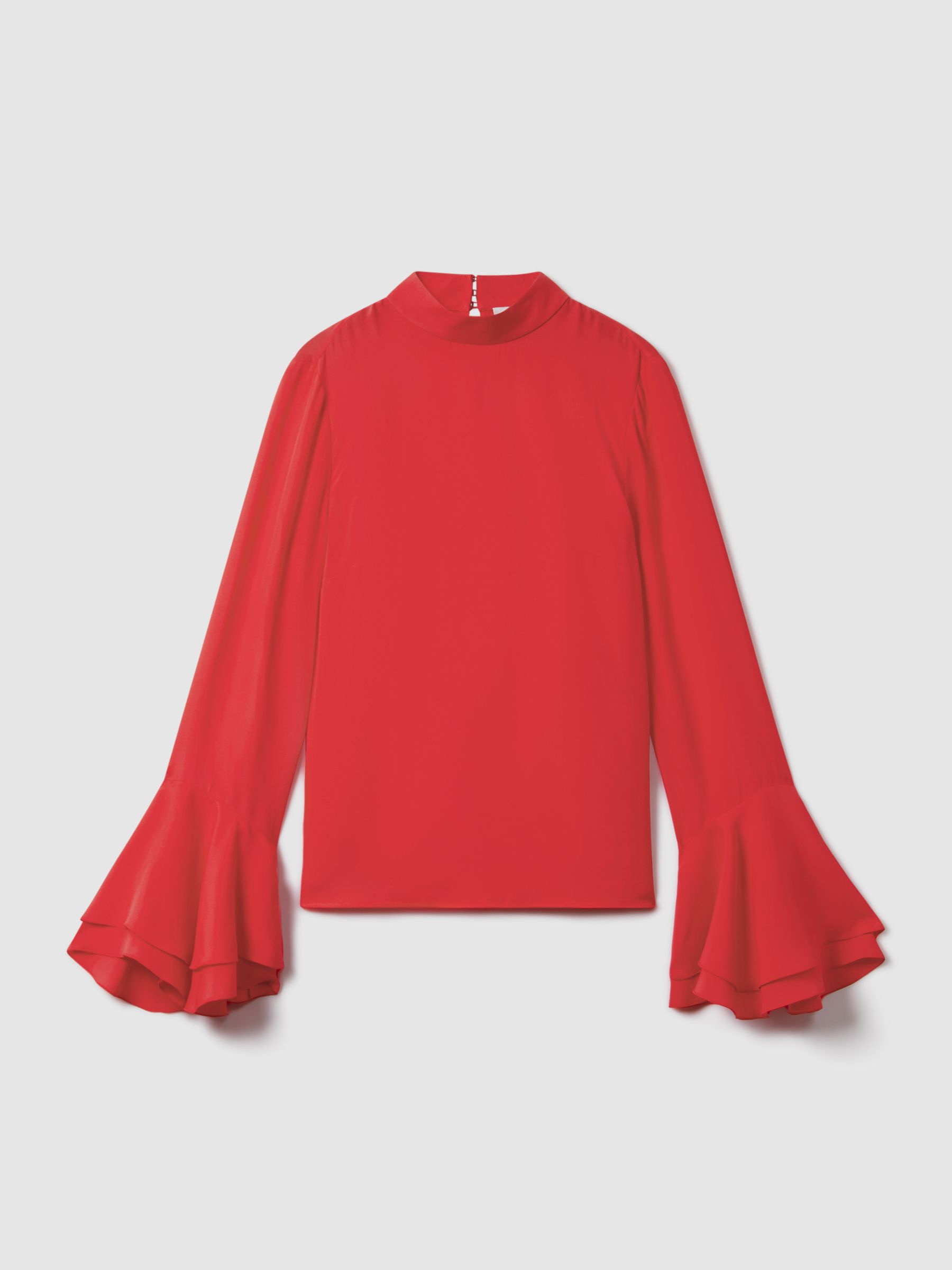 Florere Fluted Cuff Blouse in Deep Coral - Image 2 of 7